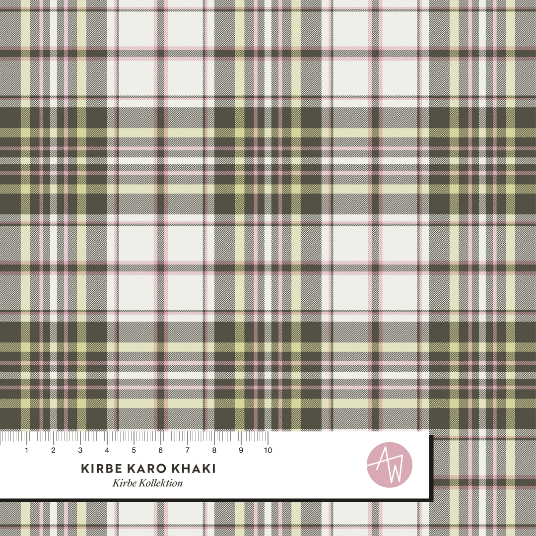 Bio Stoff - Kirbe Karo Khaki von Alexandra Weise in beige