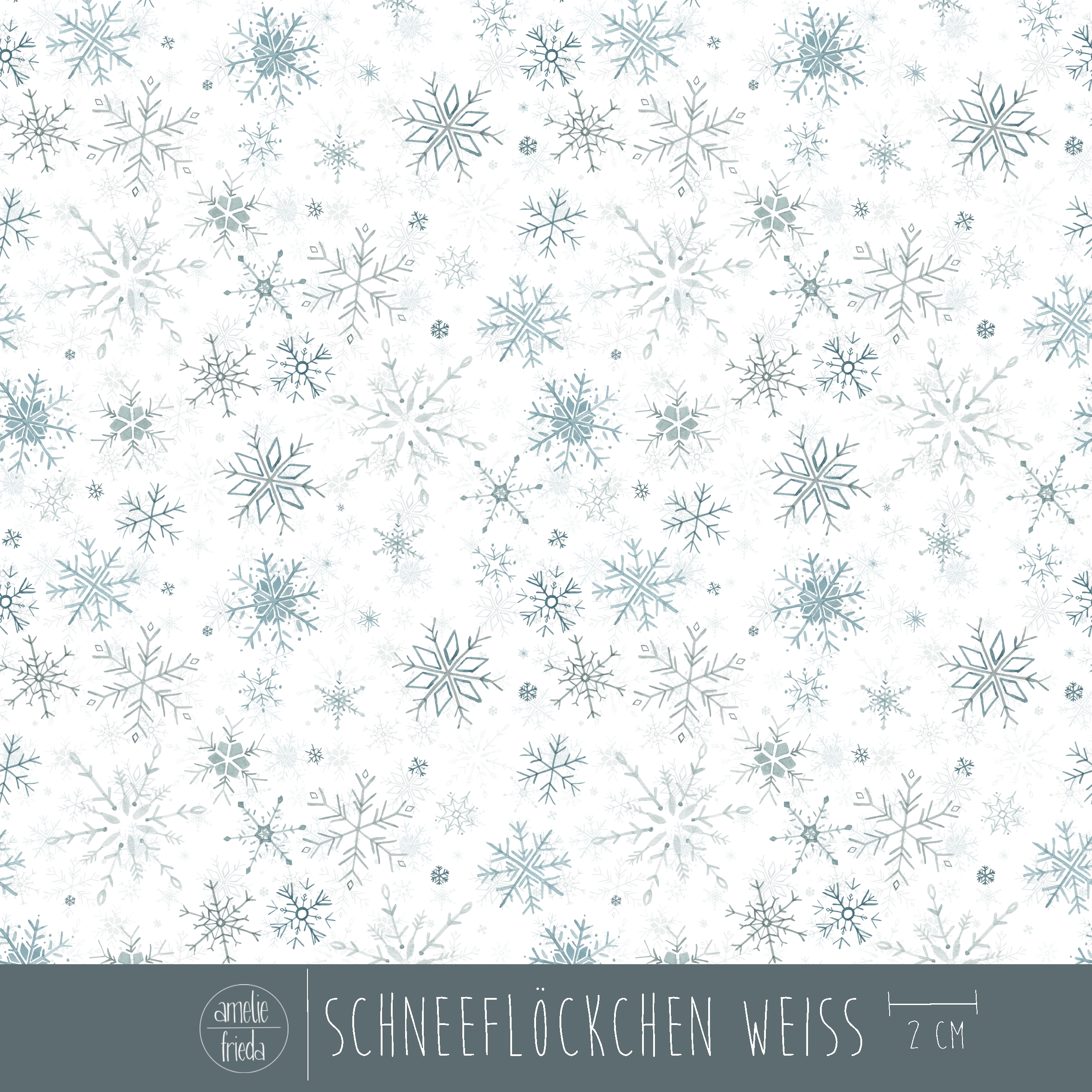 Bio Stoff - Schneeflöckchen weiß