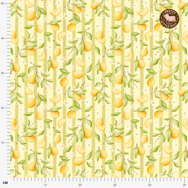 Organic fabric  -  Sommertage in Italien Zitronen Streifen