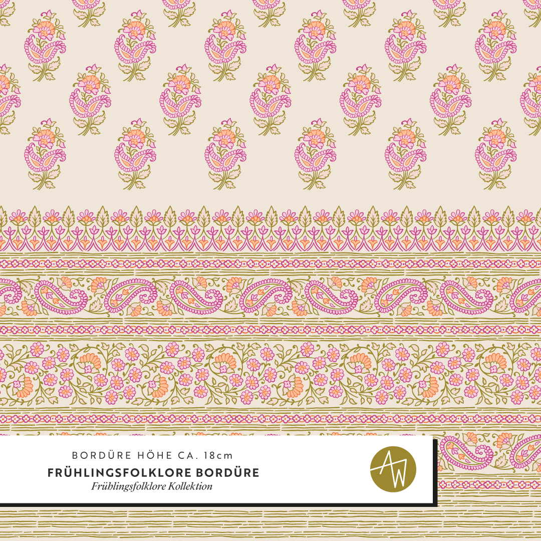 Bio Stoff  - Frühlingsfolklore Bordüre mini