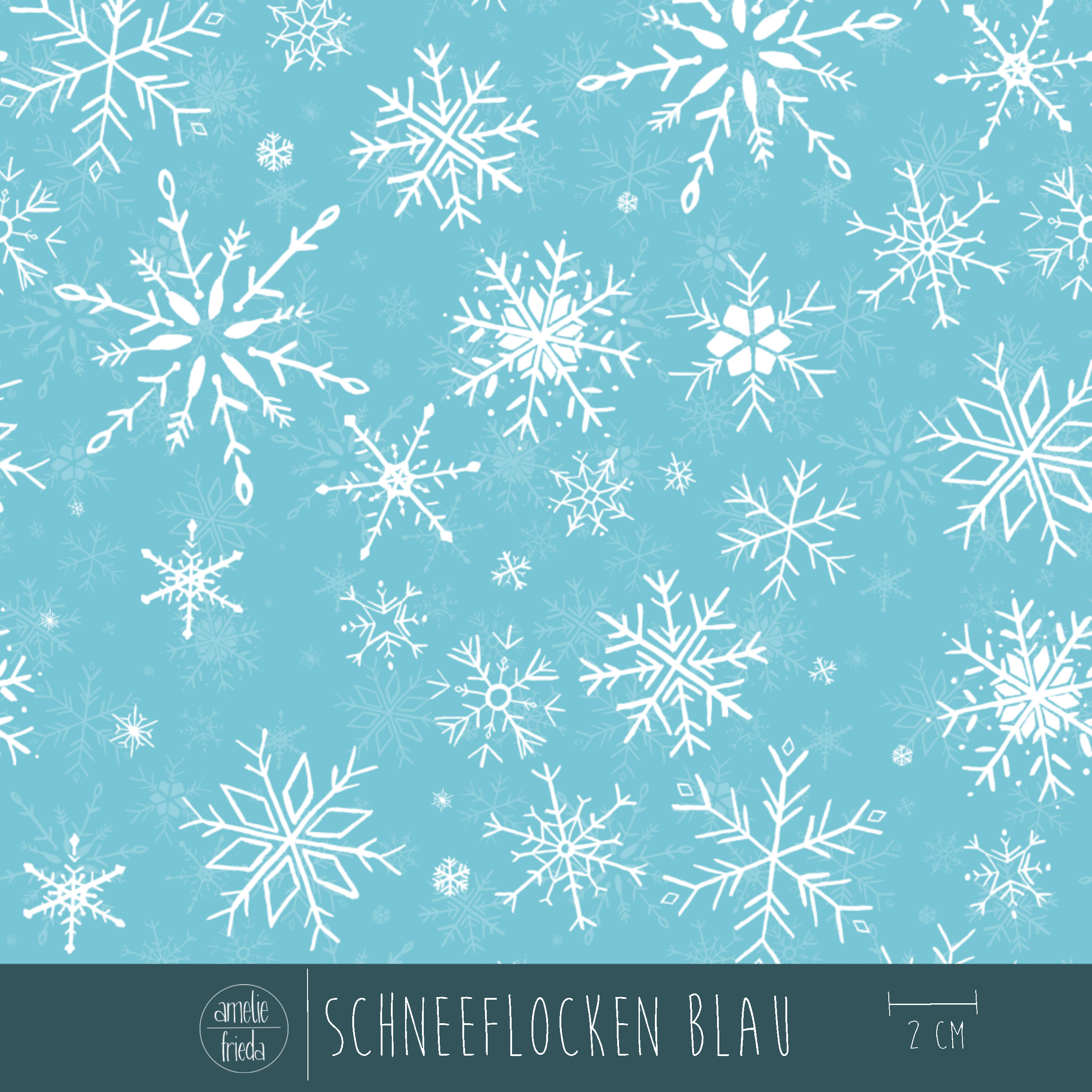 Bio Stoff - Schneeflocken blau