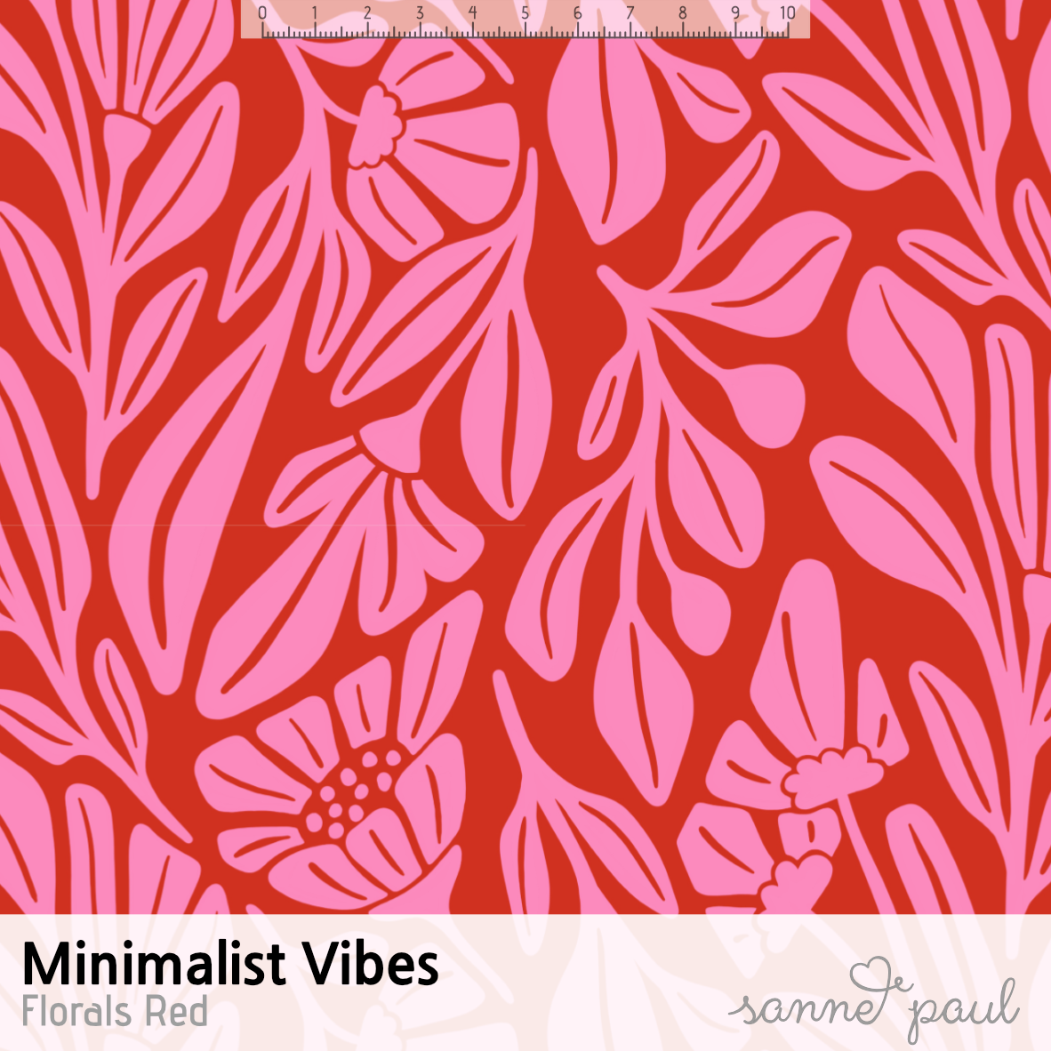 Bio Stoff - Minimalist Vibes Florals Red von Sanne Paul in rot