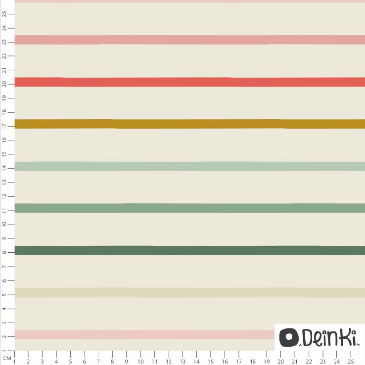 Organic Fabric - Sketchy Stripes Cream Colorful by Deinki in cream