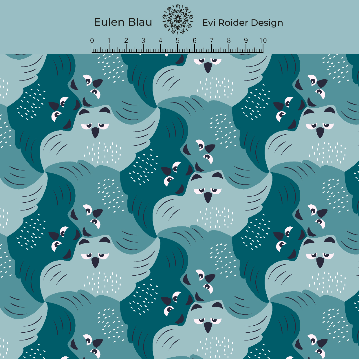 Bio Canvas Stoff - Eulen - EviRoiderDesign, Tiere, blau, 100% Bio-Baumwolle Bio Canvas Stoff - Eulen - EviRoiderDesign, Tiere, blau, 100% Bio-Baumwolle