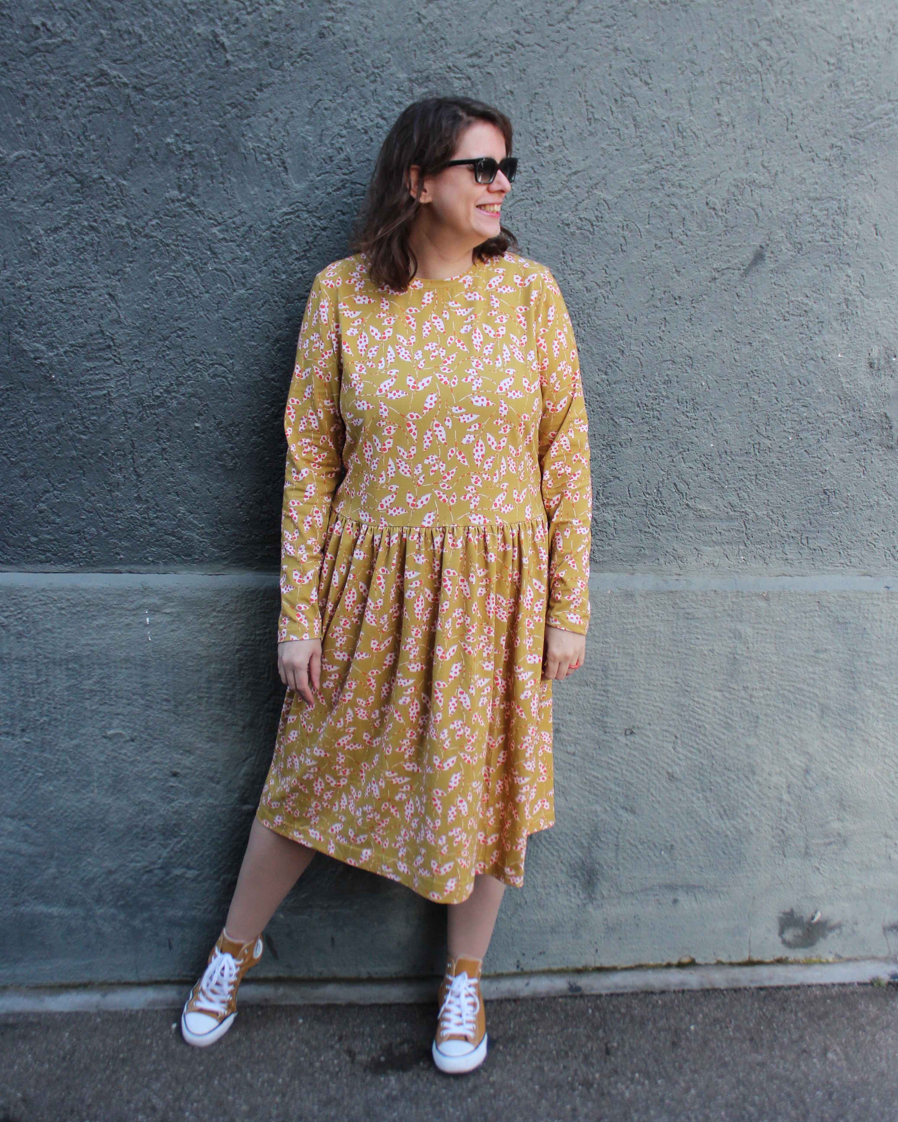 Organic fabric  -  Leopard Leaves mustard