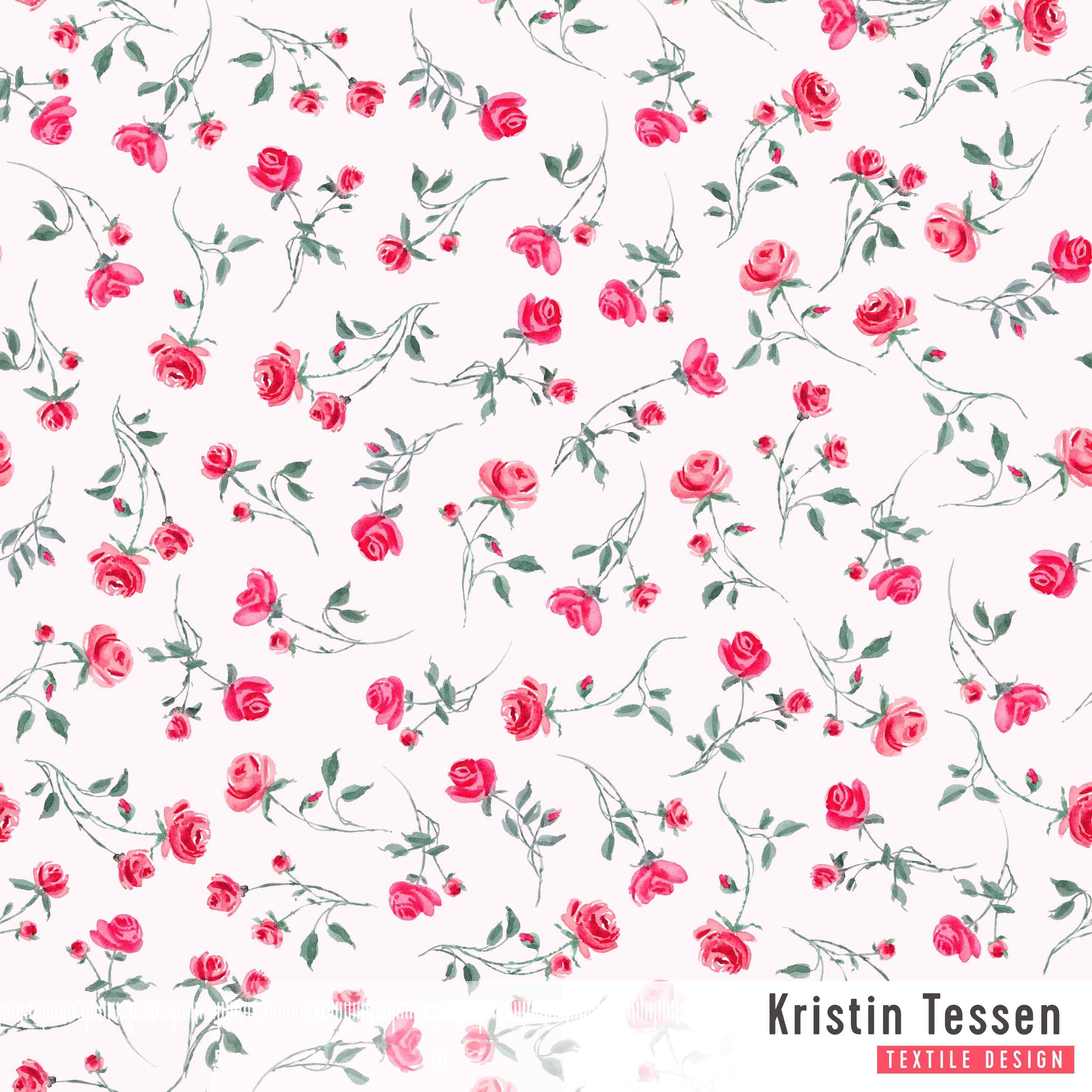 Bio Stoff - Ditsy Roses Pink von Kristin Tessen in pink