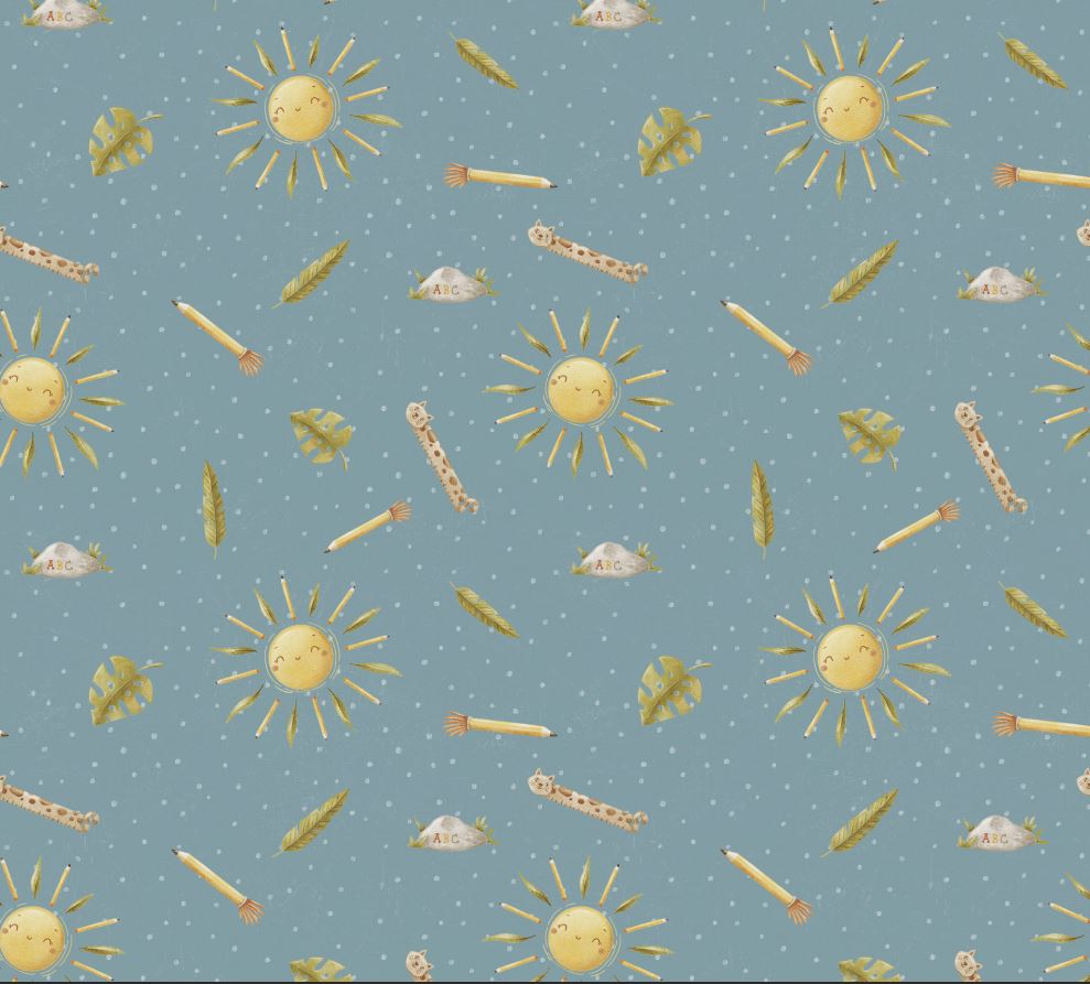 Bio Webware Stoff - Wild Kids School Kombi cloudy day - PrettyLittlePigs, Tiere, blau, Sommer, 100% Bio-Baumwolle Bio Webware Stoff - Wild Kids School Kombi cloudy day - PrettyLittlePigs, Tiere, blau, Sommer, 100% Bio-Baumwolle