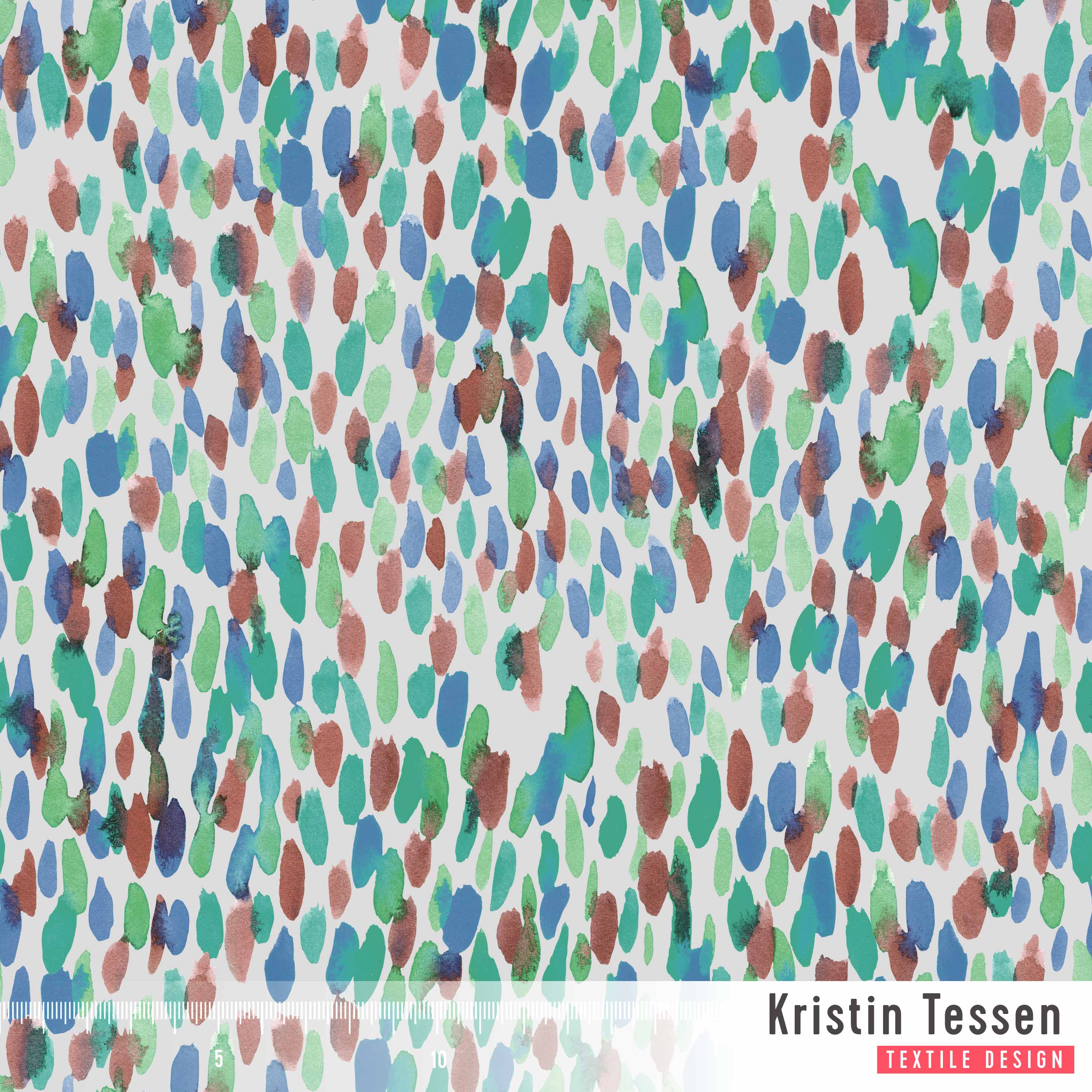Bio Summersweat Stoff  - Abstract Animal Dots Aquafun - KristinTessen, blau, Punkte, Tierfellmuster Breite 150 cm