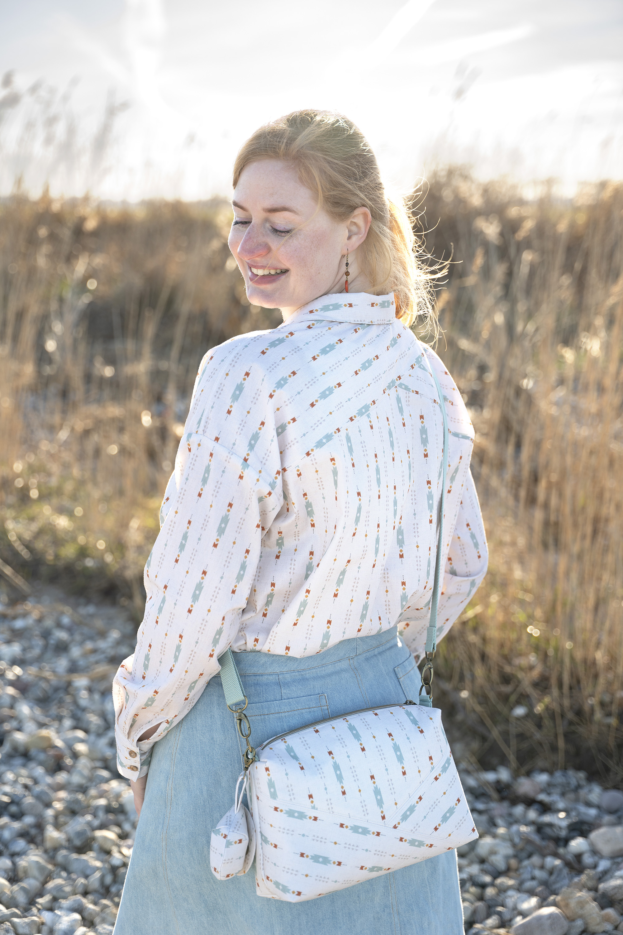 Bio Stoff - Wild West Weaves Elements Orange von Sanne Paul in orange