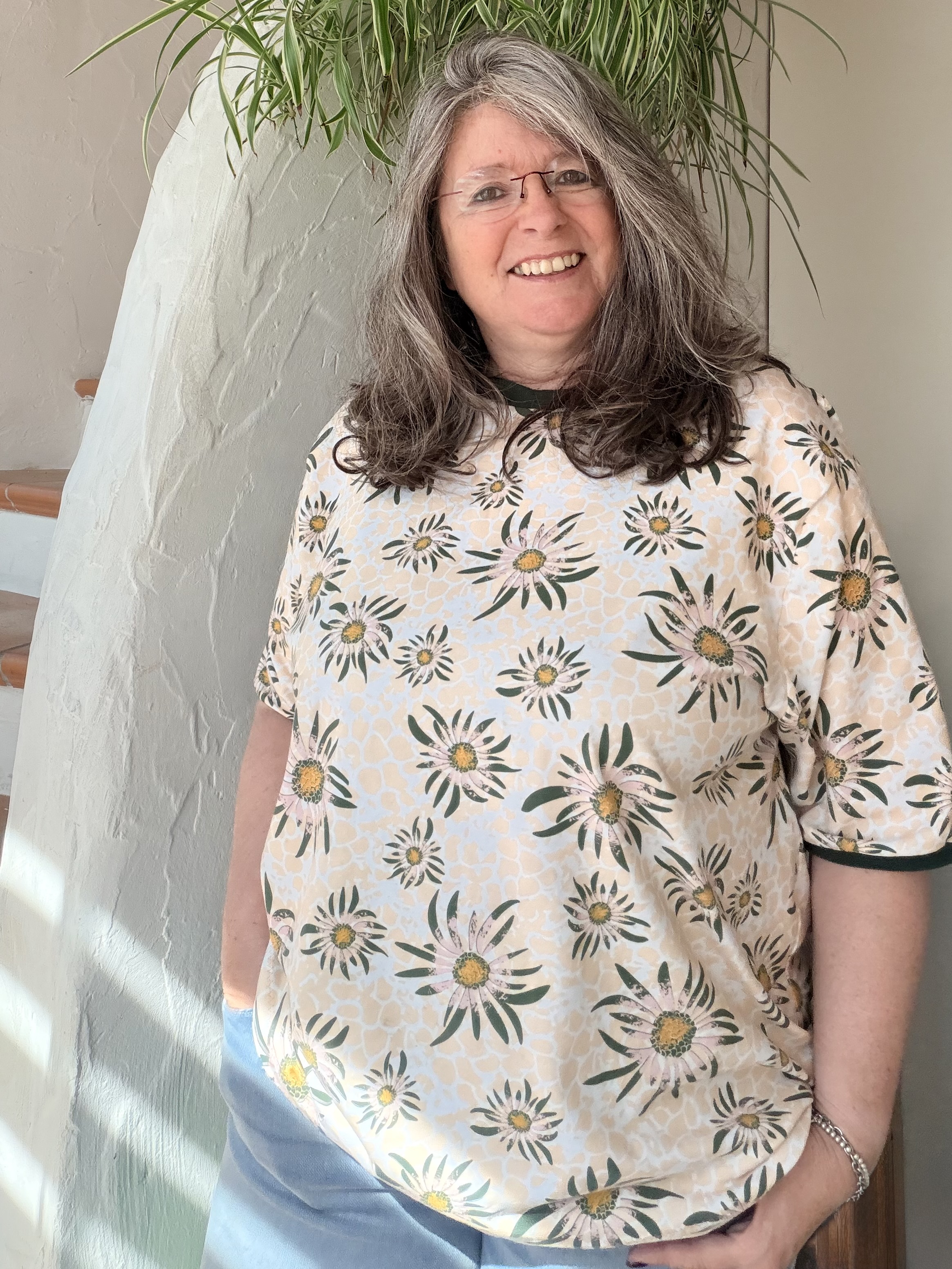 Bio Stoff  - Sternblumen grün, gelb