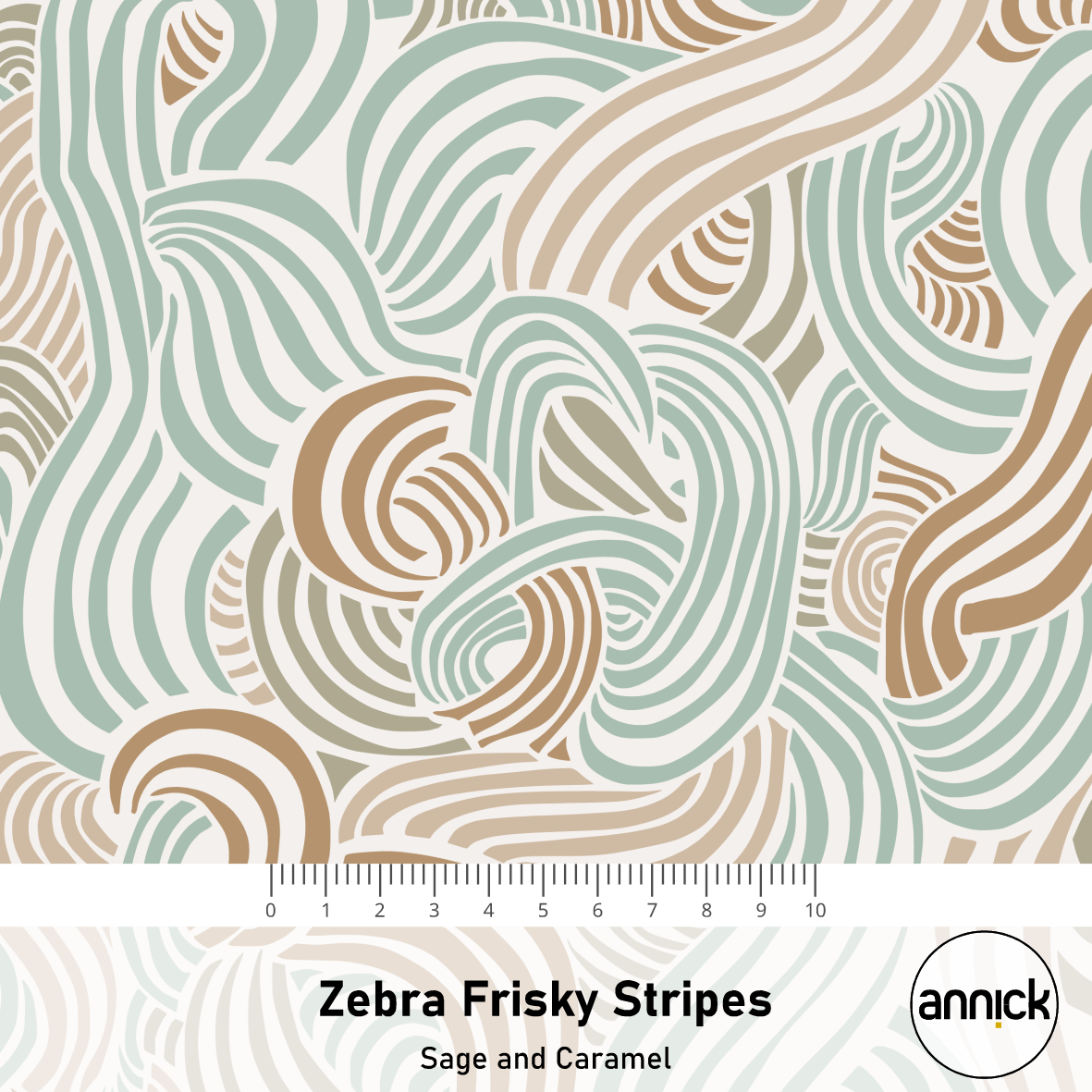 Scuba Stoff  -  Zebra Frisky Stripes salbei, karamell