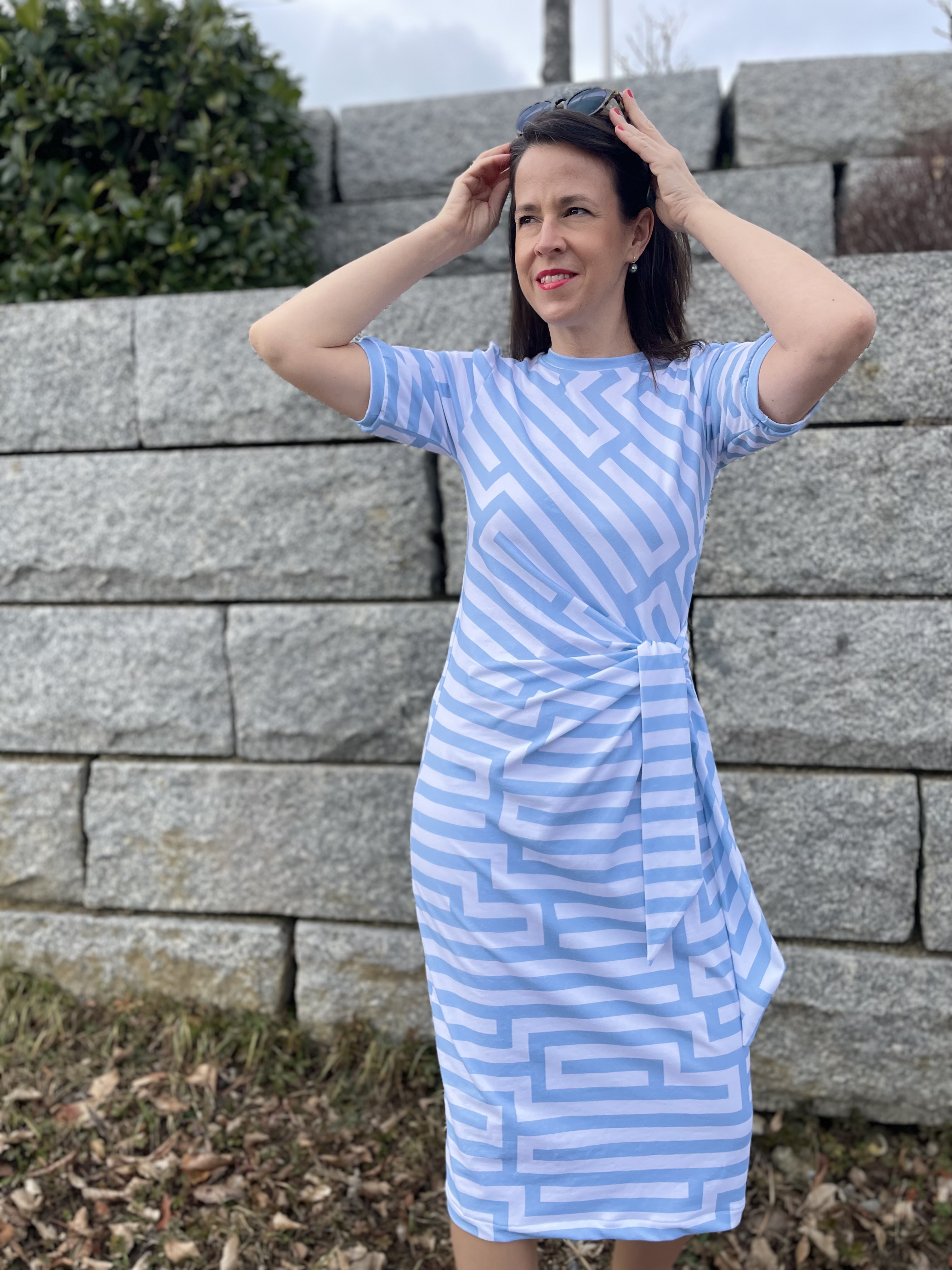 Bio Stoff - Gleichklang Vertikalstreifen blau