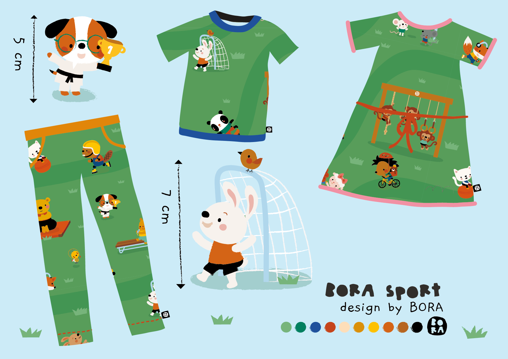 Bio Webware Stoff  - Sport - Bora, grün, Kinder, Tiere, 100% Bio-Baumwolle