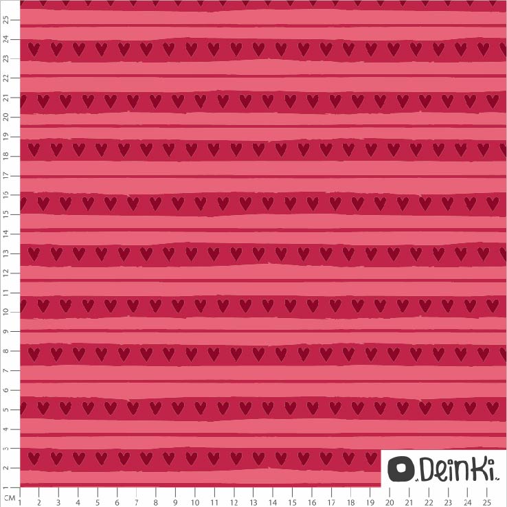 Bio Summersweat Stoff - Streifen und Herzen - Deinki, pink, rosa, Herzen, Streifen, Breite 150 cm Bio Summersweat Stoff - Streifen und Herzen - Deinki, pink, rosa, Herzen, Streifen, Breite 150 cm