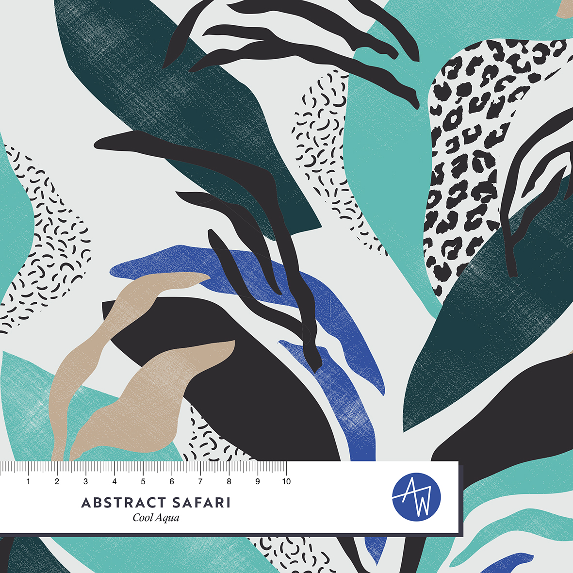 Bio Webware Stoff - Abstract Safari Cool Aqua - AlexandraWeise, mint, Floral & Blumen, Blätter & Ranken, 100% Bio-Baumwolle Bio Webware Stoff - Abstract Safari Cool Aqua - AlexandraWeise, mint, Floral & Blumen, Blätter & Ranken, 100% Bio-Baumwolle