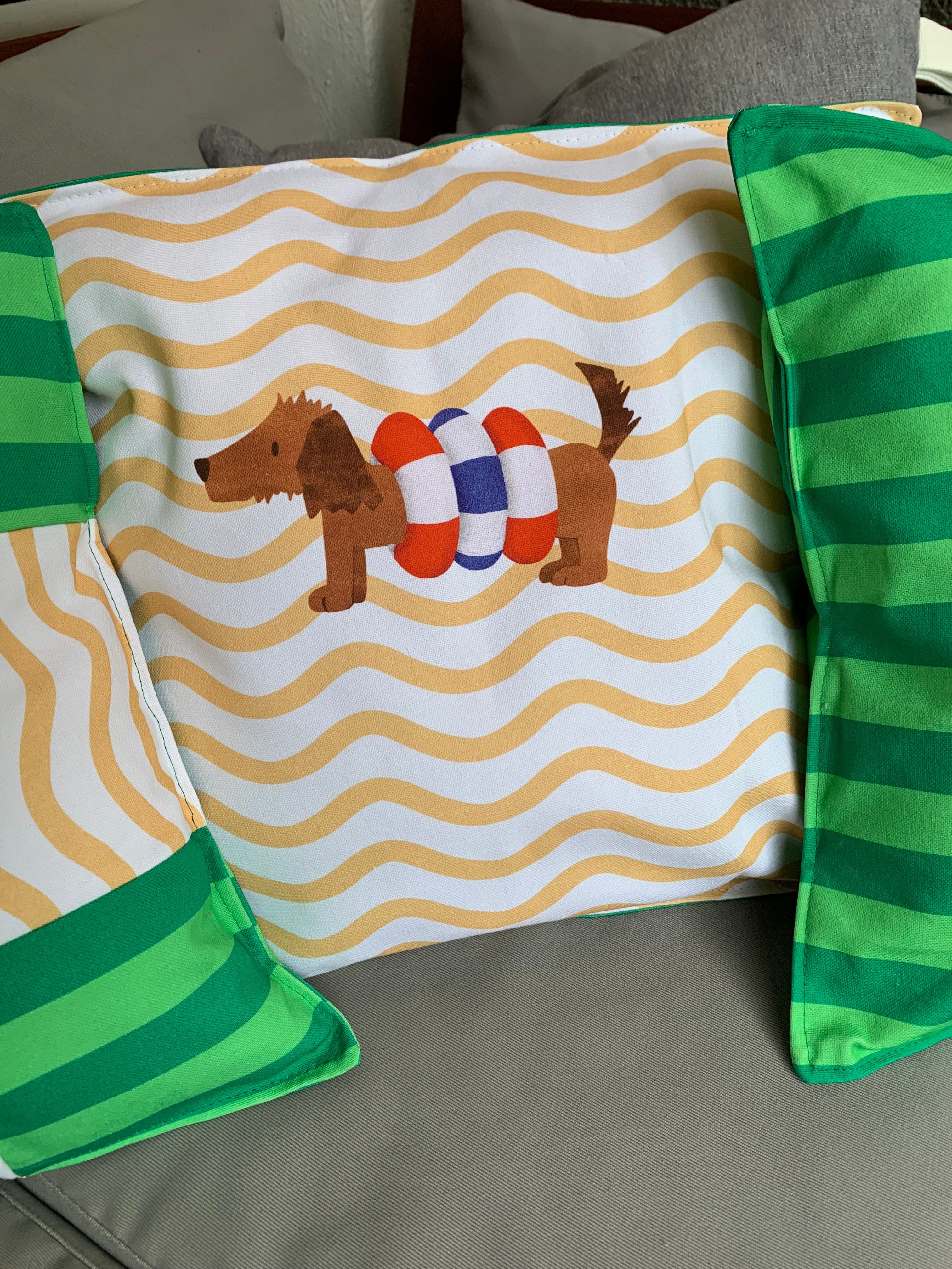 Bio Summersweat Stoff  - 50 cm Panel Summer Animal Dackel - AndreaLiesert, gelb, Kinder Breite 150 cm