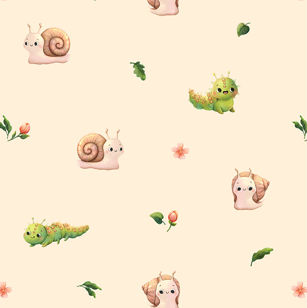 Organic fabric  -  Schnecken und Raupen
