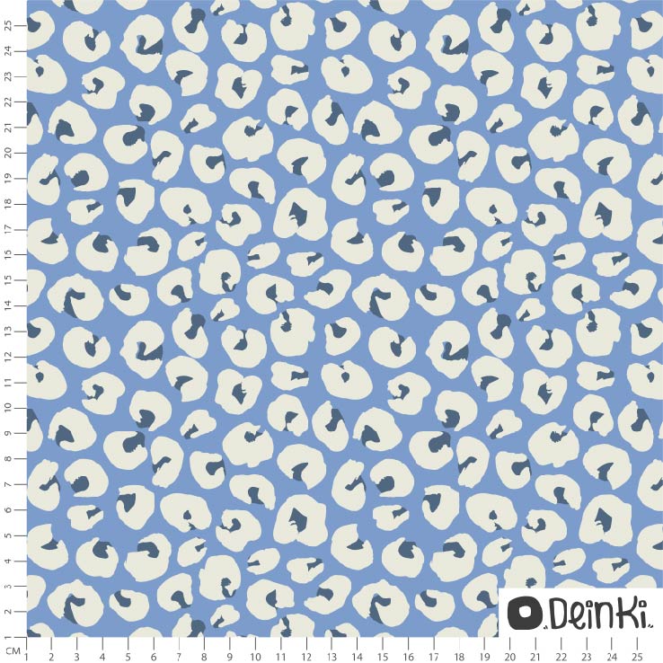 Bio Stoff  -  Leoflecken  - Deinki, blau, Tierfellmuster