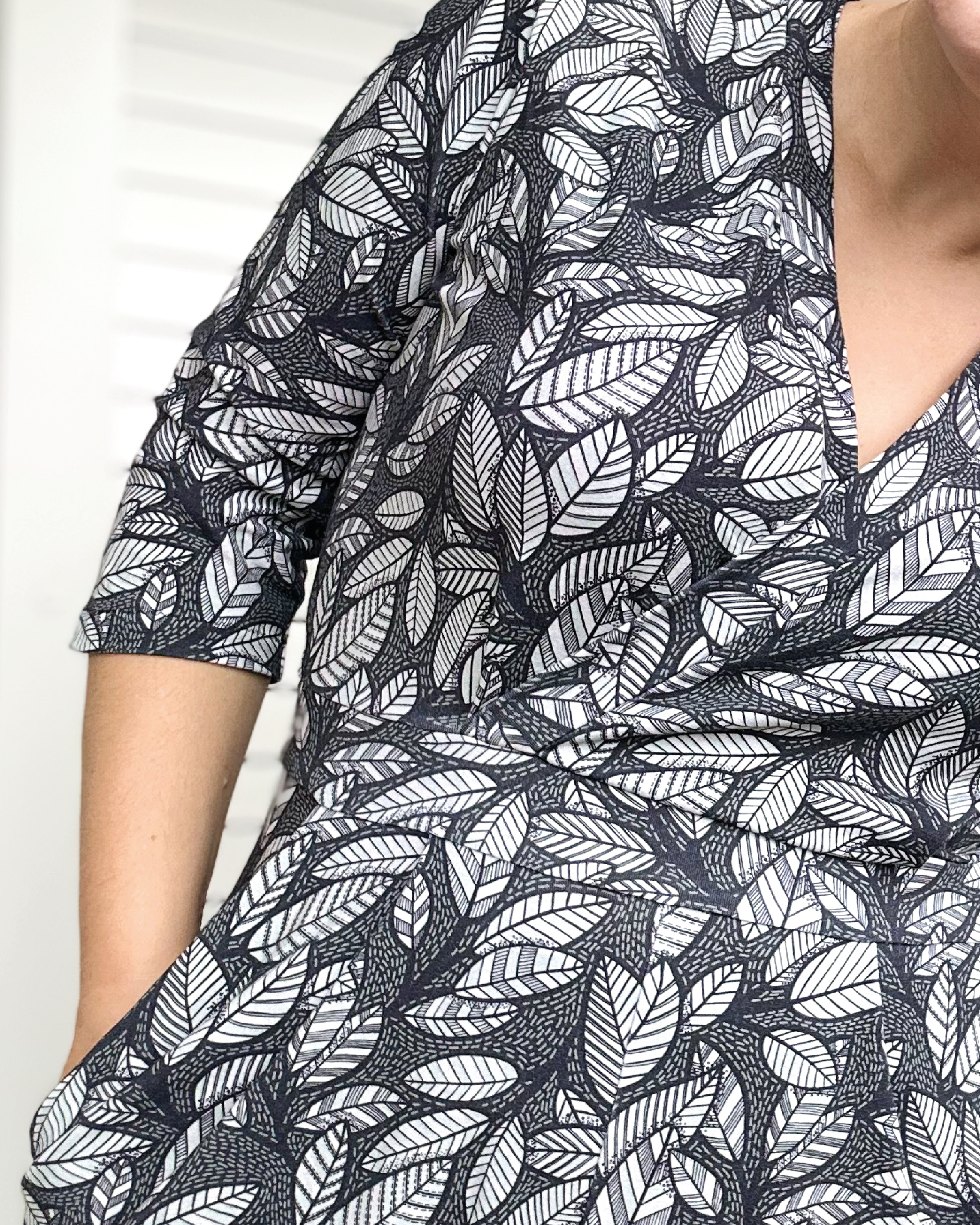 Organic Fabric - Graphic Leaves Forest Green by Alexandra Weise in green