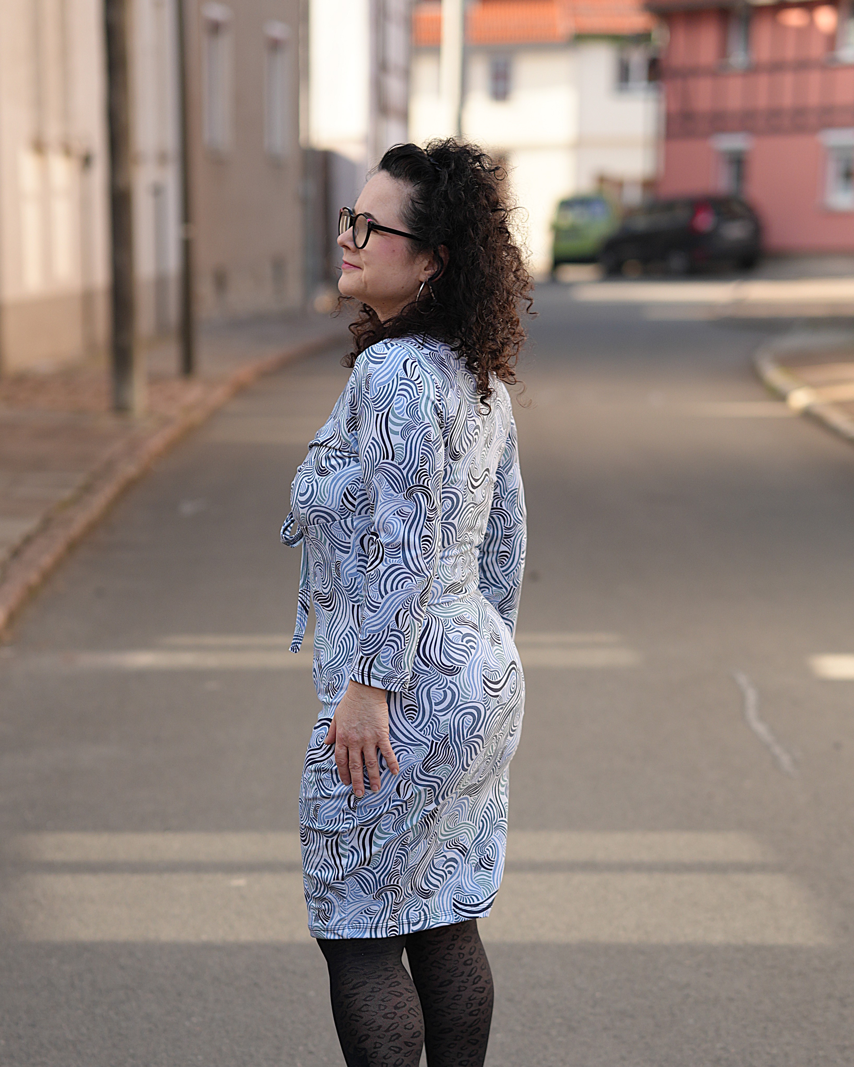 Organic fabric - Zebra Frisky Stripes denim blue