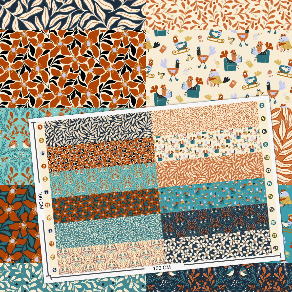 Bio Stoff - 1m Panel Wohlfühlwinter Quilt und Kalender