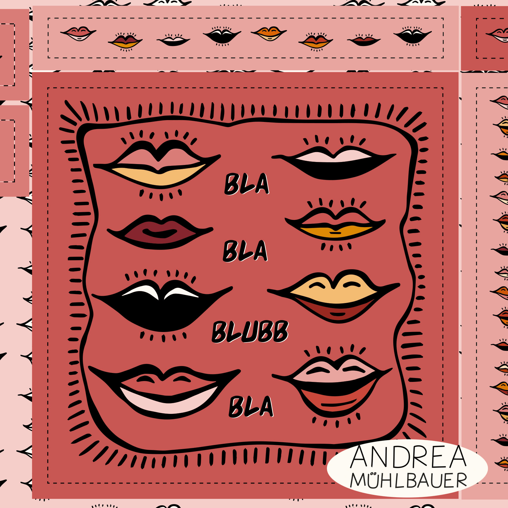 Bio Webware Stoff - 50 cm Panel Tasche Bla Bla Blubb - AndreaMuehlbauer, Rosa, Panel, 100% Bio-Baumwolle Bio Webware Stoff - 50 cm Panel Tasche Bla Bla Blubb - AndreaMuehlbauer, Rosa, Panel, 100% Bio-Baumwolle