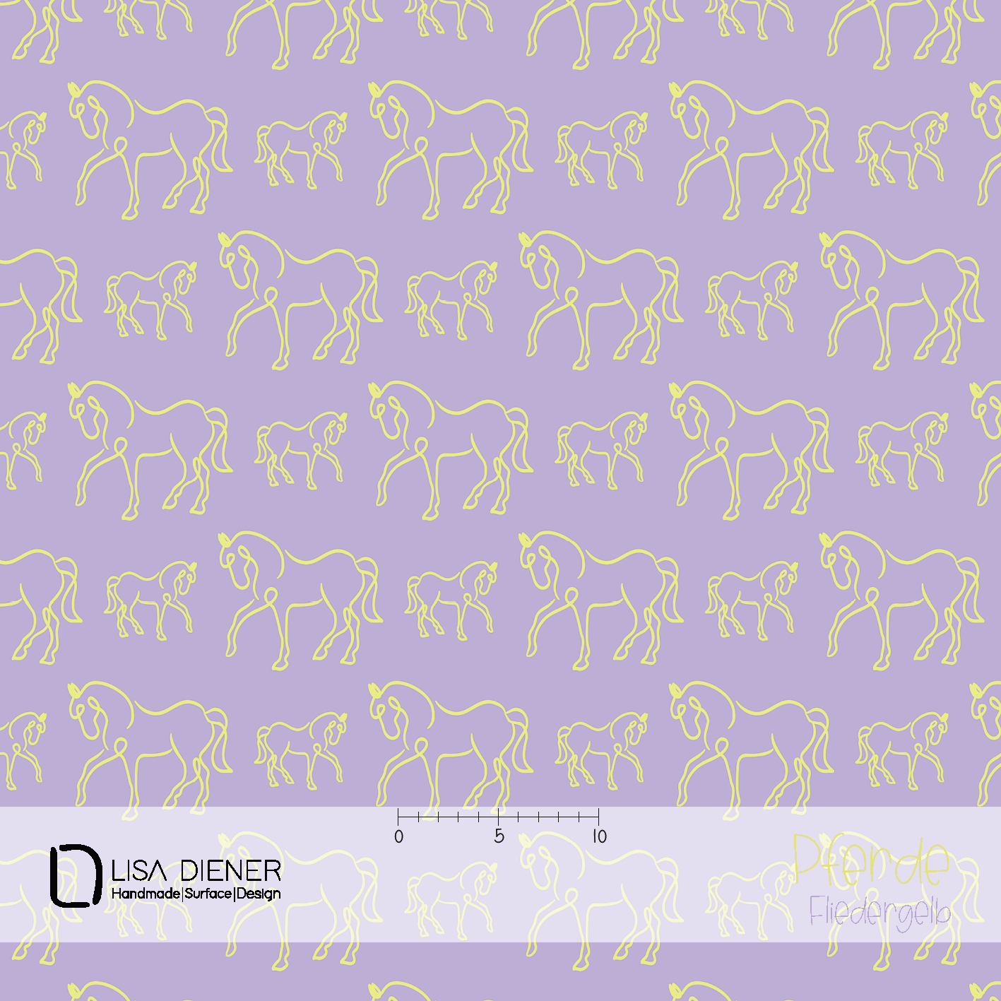 Organic Fabric - Horses Lilac by Lisa Diener in lilac