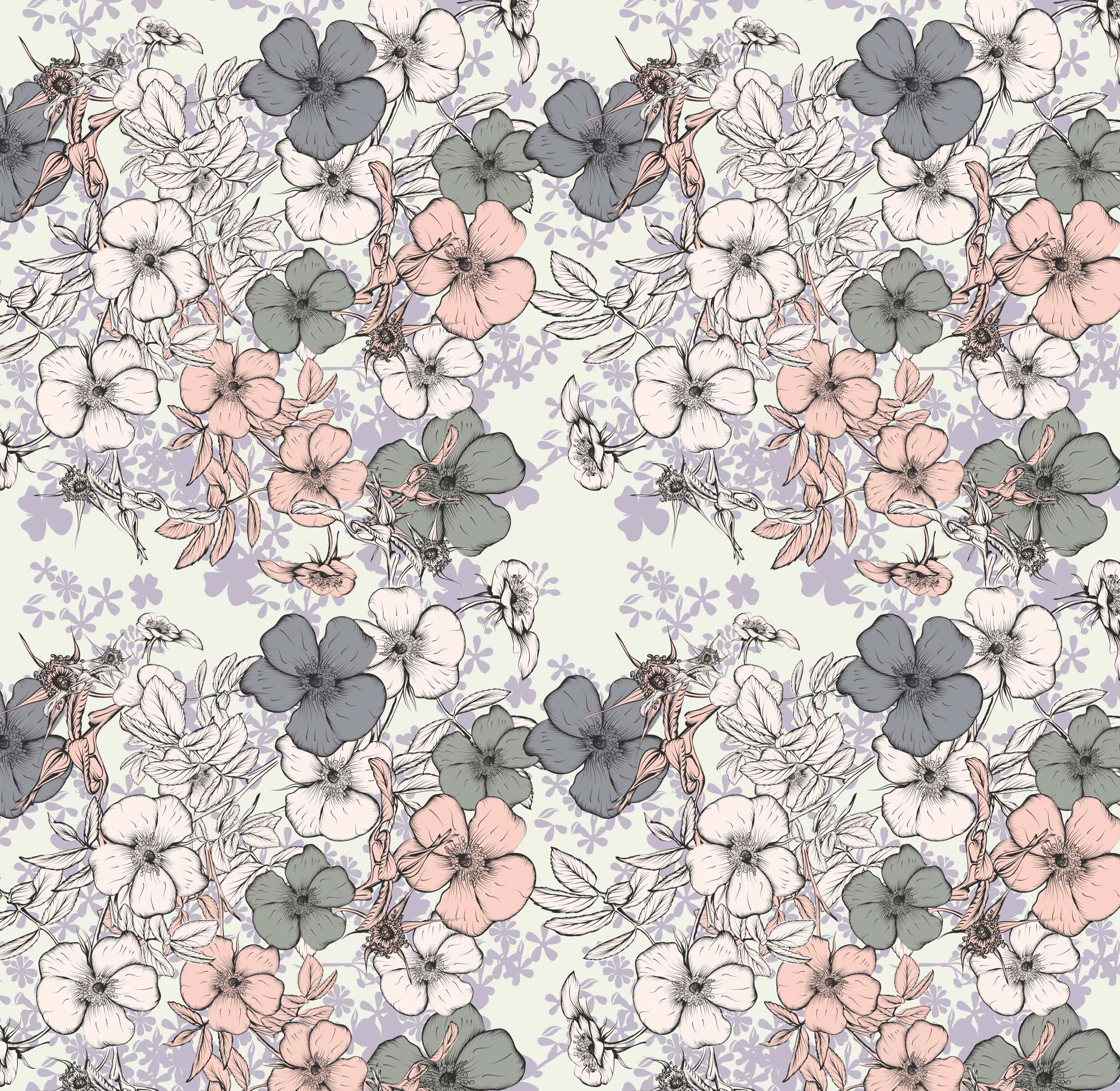 Bio Stoff  -  Vintage  - LilleSelection, Frühling, bunt, Sommer, Floral & Blumen, rosa, beige, Herbst