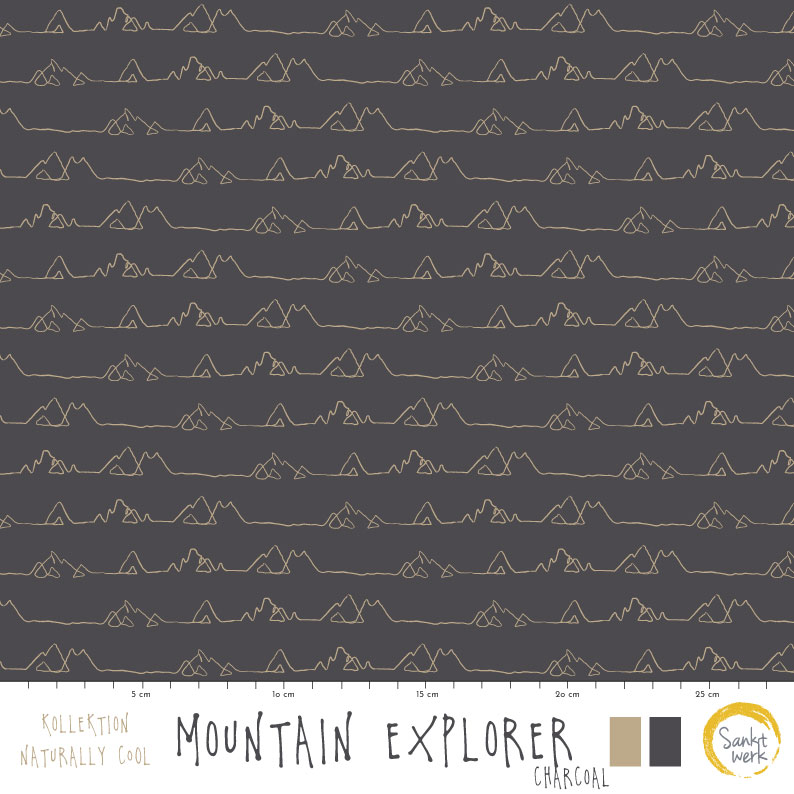Organic Fabric - Mountain Explorer Charcoal by Sanktwerk in gray