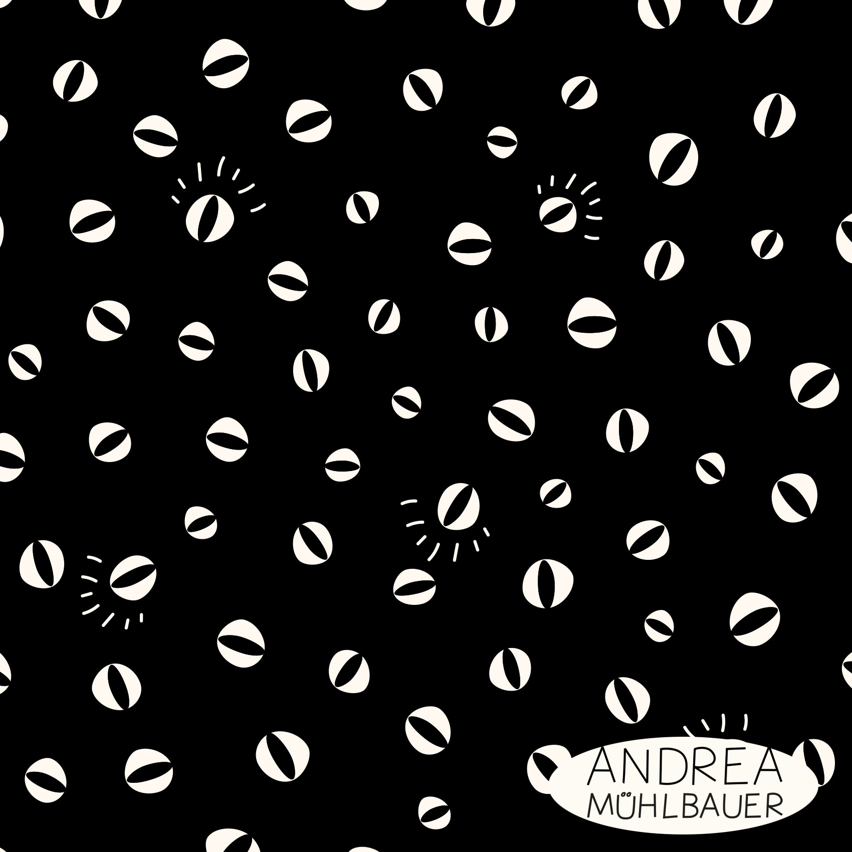 Organic Fabric - Eyeballs Halloween Edition Black by Andrea Muehlbauer in black