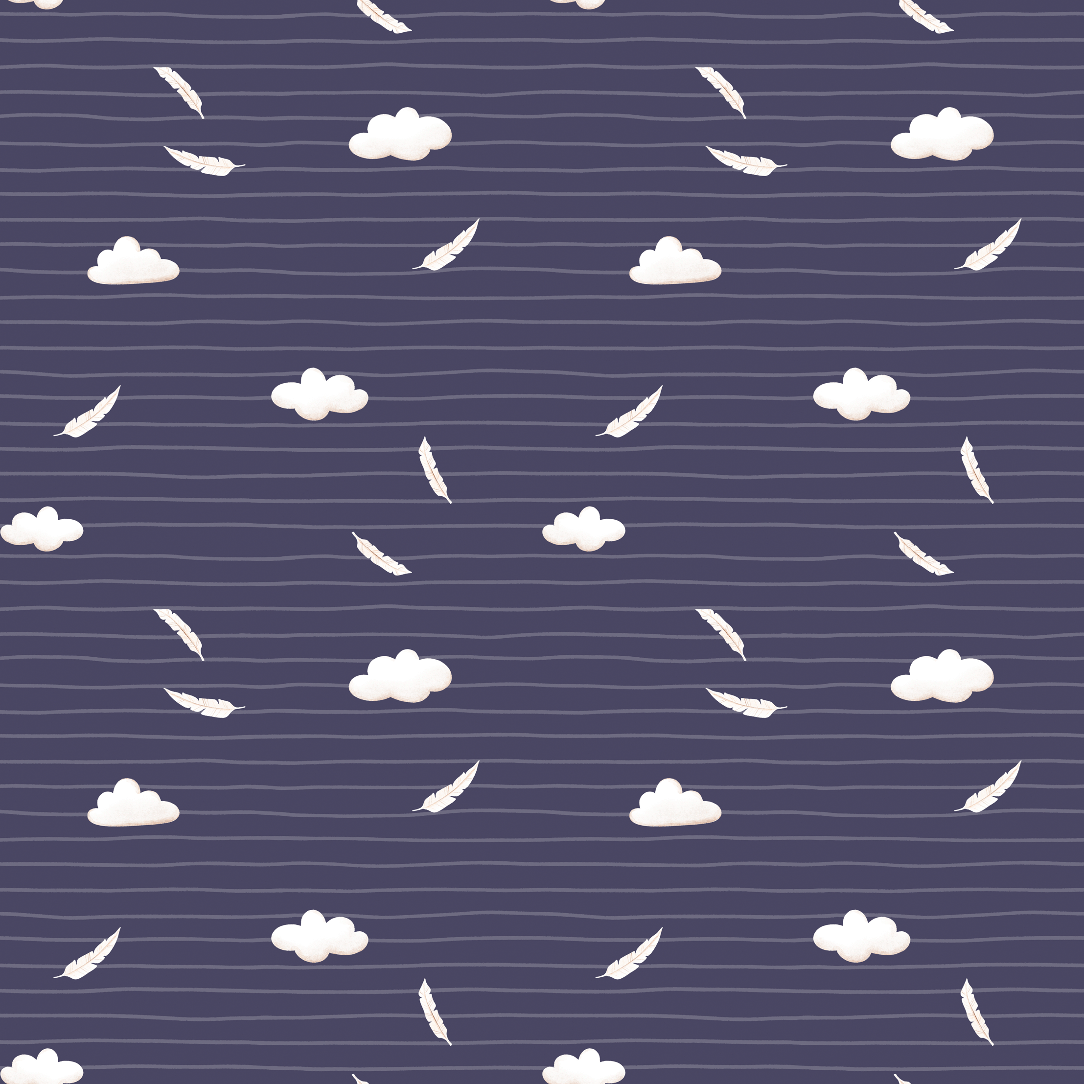 Bio Stoff - Wolken und Federn in lila von Pretty Little Pigs in lila