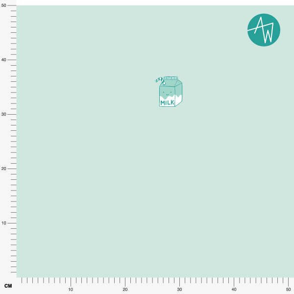 Organic fabric  - 50cm Panel Milk Club mint