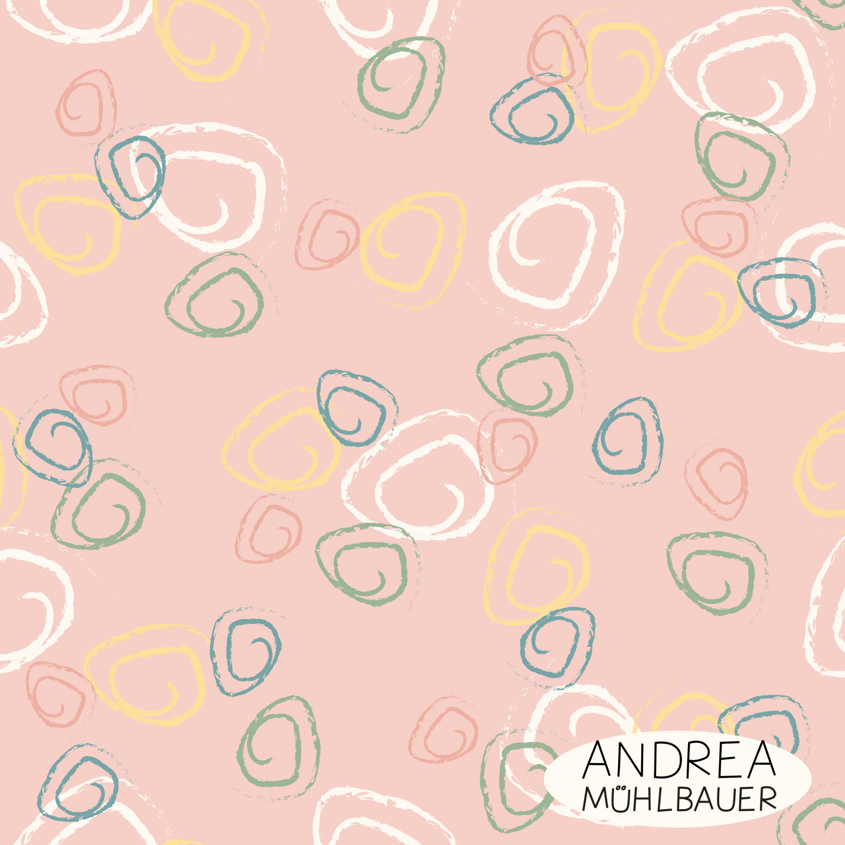 Bio Fabric - Chalk Circles Pink by Andrea Muehlbauer in pink
