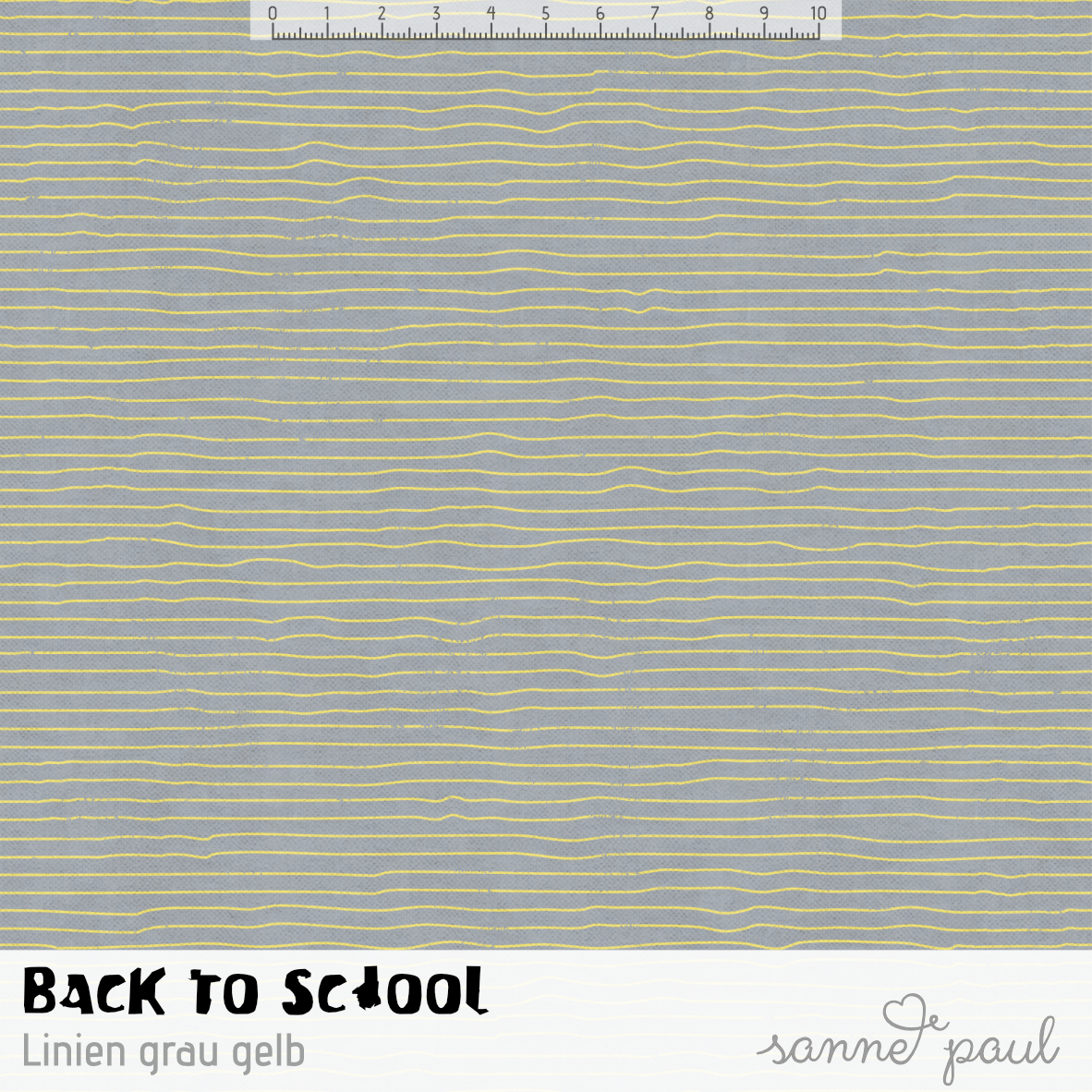 Bio Stoff - Back To School Streifen Grau Gelb von Sanne Paul in grau gelb