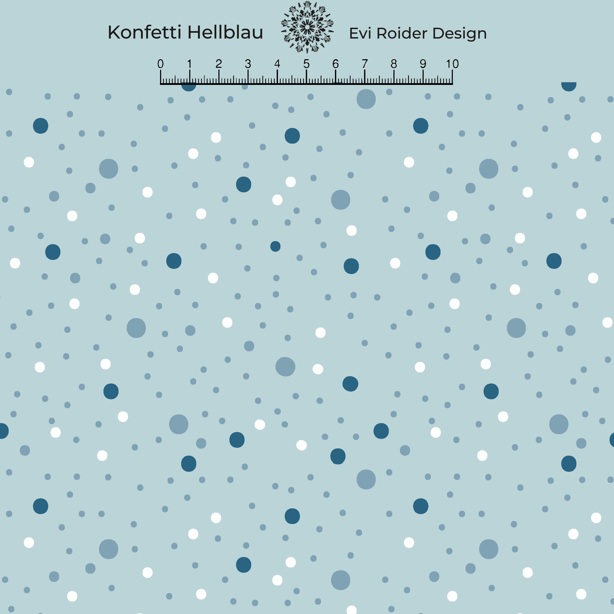 Organic Fabric - Confetti Light Blue by Evi Roider in blue