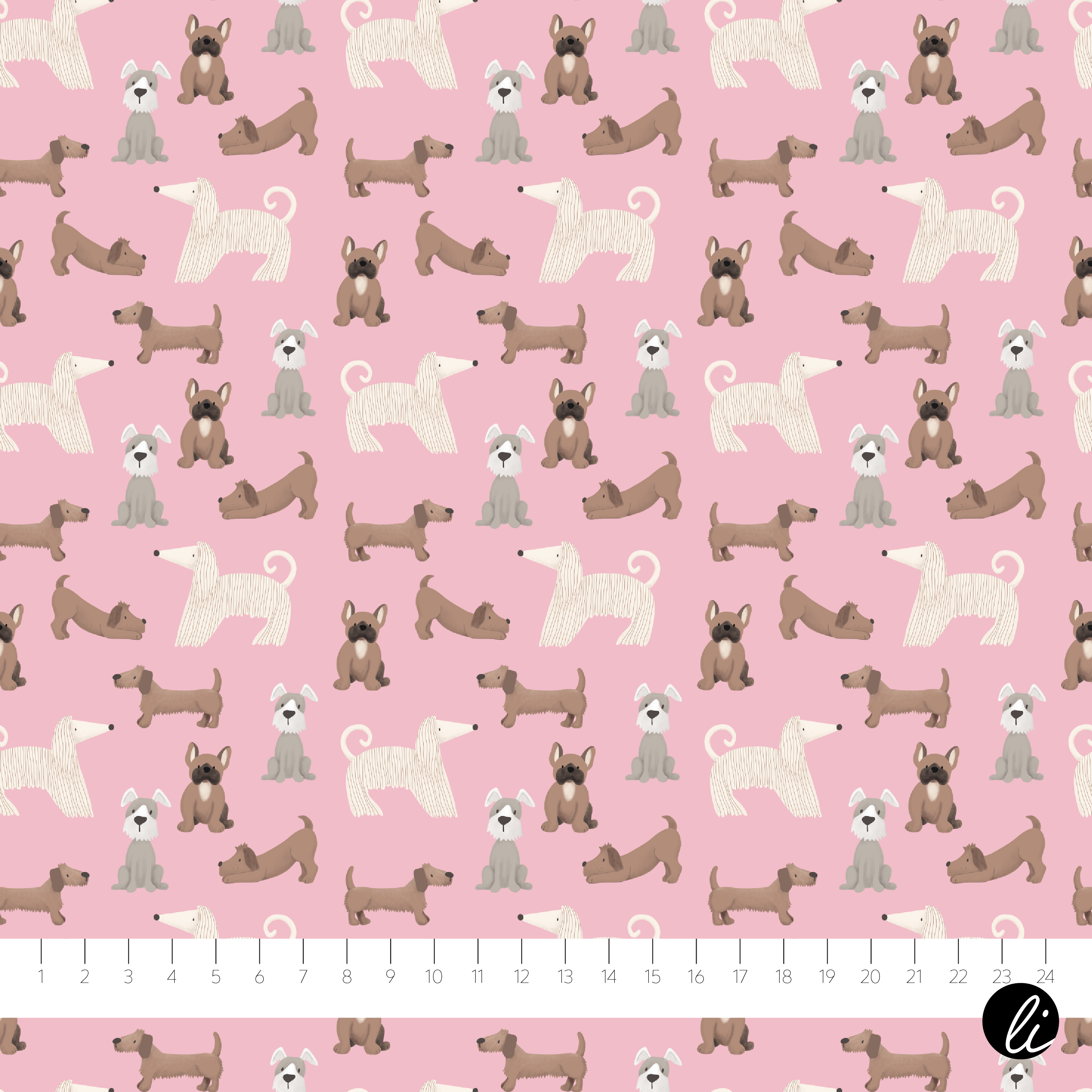 Organic Fabric - With Four Paws Pink Mini by Andrea Liesert in pink