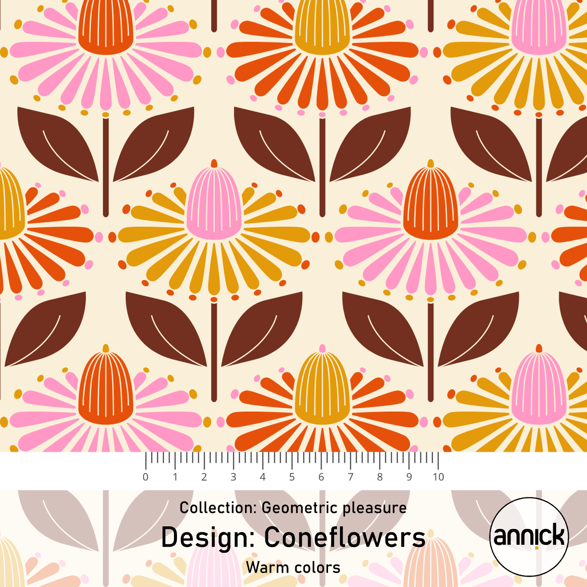 Bio Summersweat Stoff  -  Coneflowers Warm Colors  - Annick, bunt, Breite 150 cm