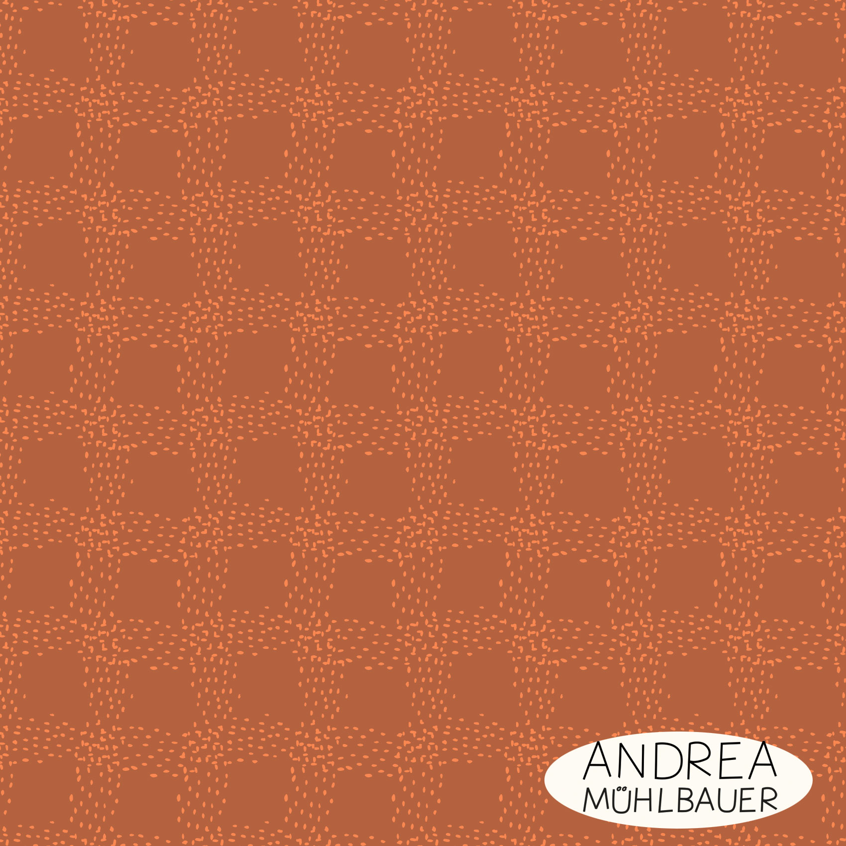 Bio Stoff - Koernerkaro Dunkelorange von Andrea Muehlbauer in orange