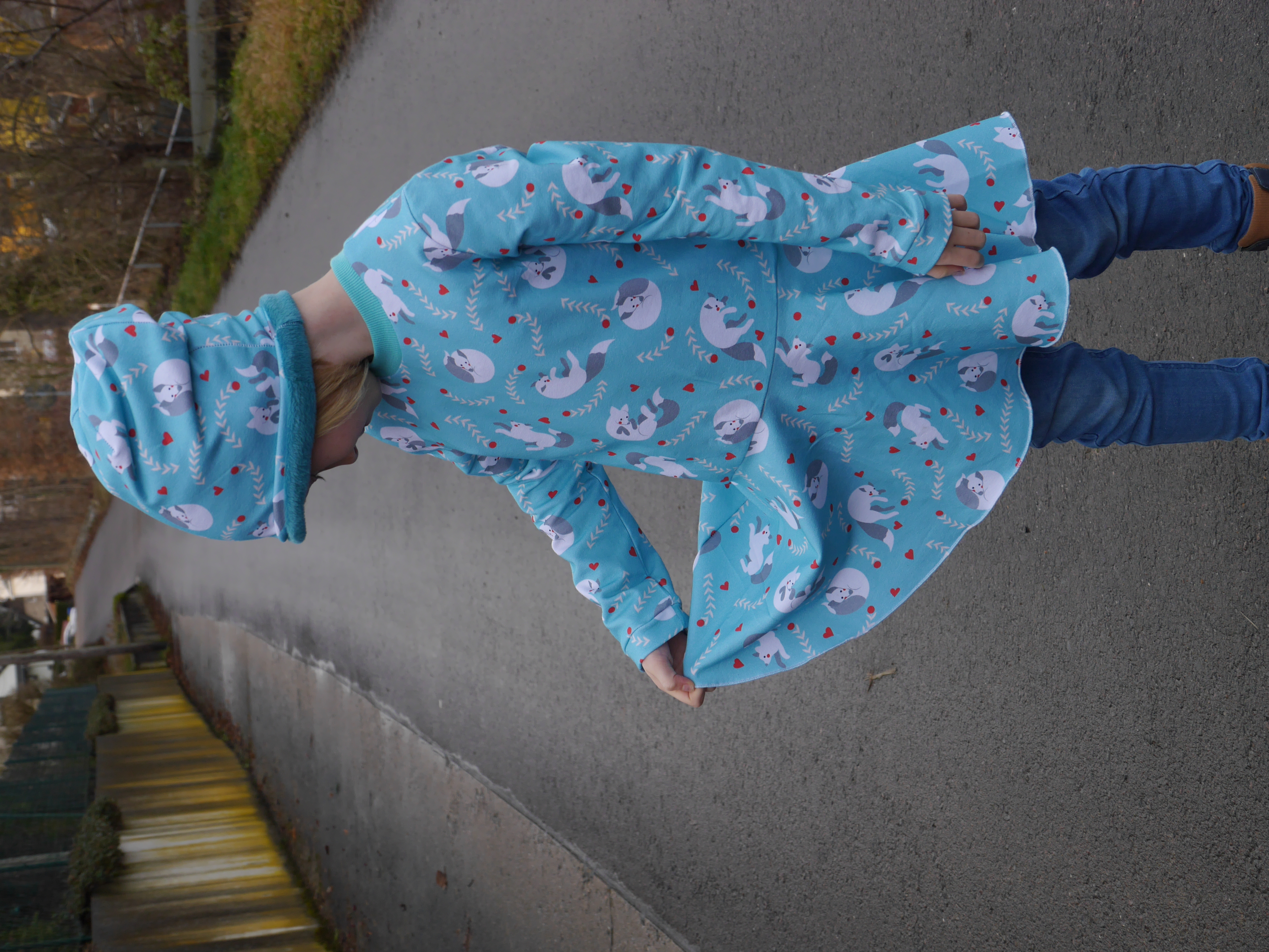 Bio Stoff - Schnee Fuchs blau