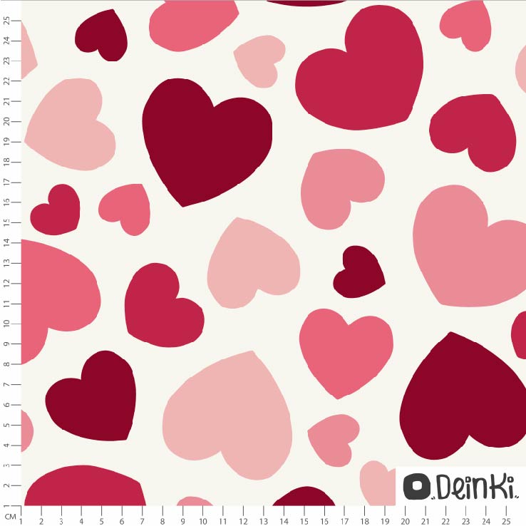 Bio Webware Stoff - Chunky Herzen Bunt - Deinki, pink, weiß, rosa, Herzen, 100% Bio-Baumwolle Bio Webware Stoff - Chunky Herzen Bunt - Deinki, pink, weiß, rosa, Herzen, 100% Bio-Baumwolle