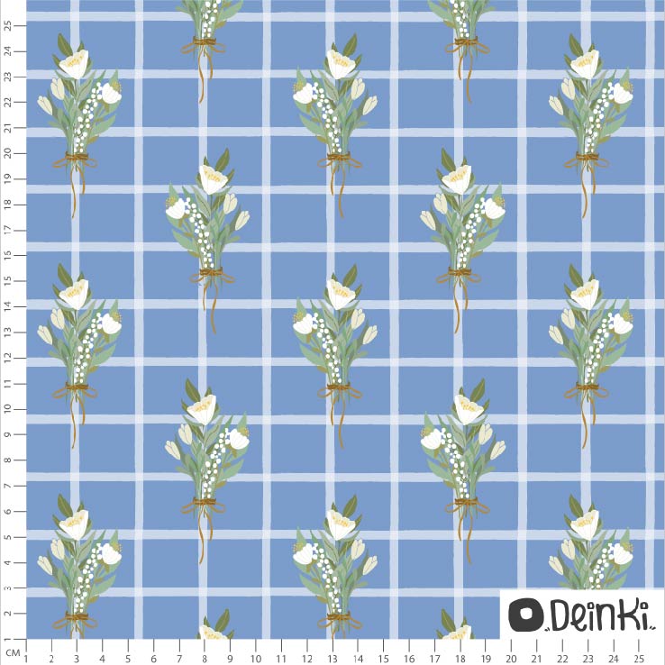 Bio Summersweat Stoff - Blumenstrauss - Deinki, Frühling, Floral & Blumen, blau, Kariert, Breite 150 cm Bio Summersweat Stoff - Blumenstrauss - Deinki, Frühling, Floral & Blumen, blau, Kariert, Breite 150 cm
