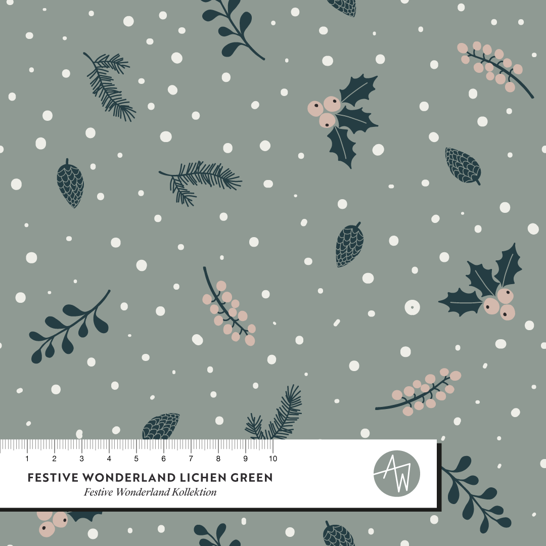 Bio Stoff - Festive Wonderland Lichen grün