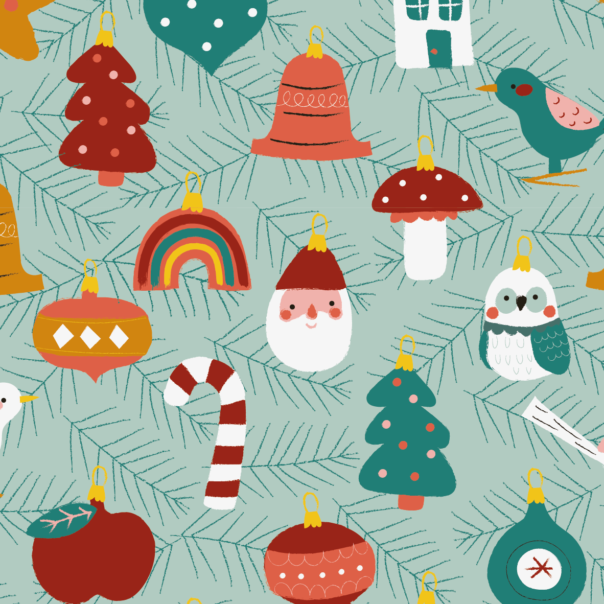 Organic Fabric - Happy Holidays