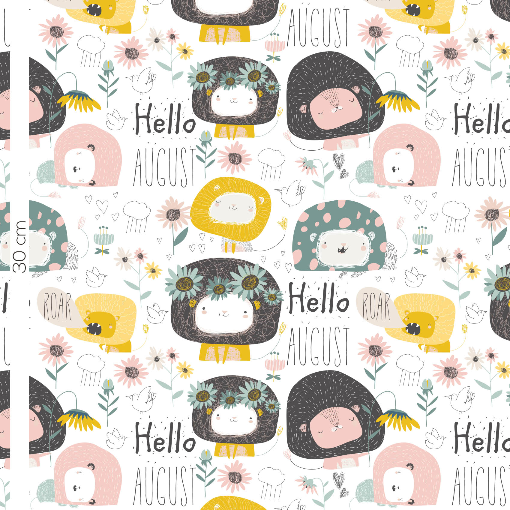 Bio Webware Stoff  -  Hello August  - LilleSelection, creme, Floral & Blumen, Sommer, Blätter & Ranken, rosa, 100% Bio-Baumwolle
