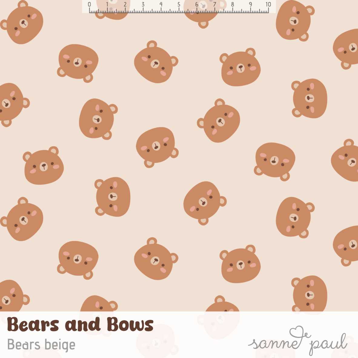 Bio Summersweat Stoff  - Bears and Bows Bears Beige - SannePaul, beige, Tiere, Kinder Breite 150 cm