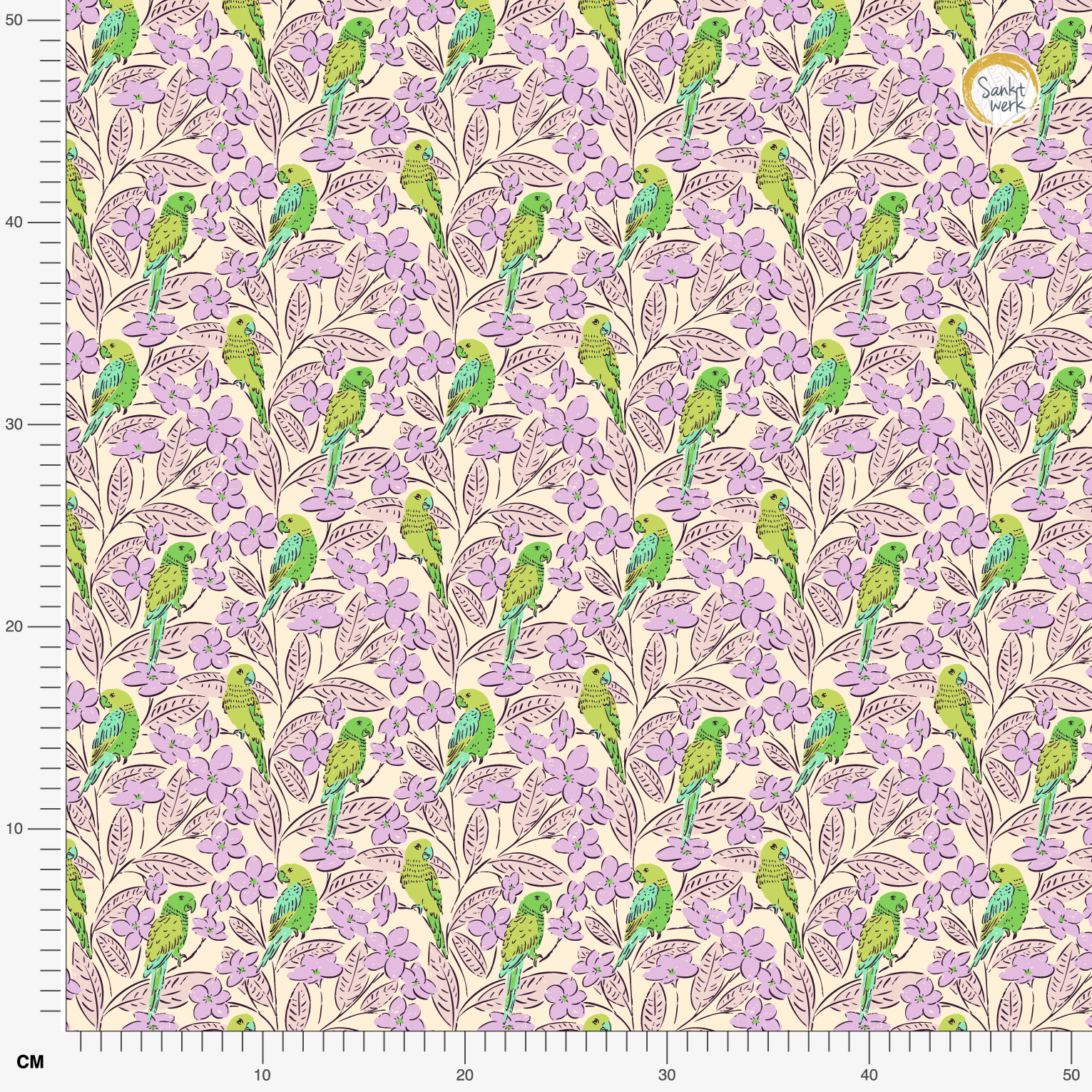 Organic fabric  -  Parrot Paradise