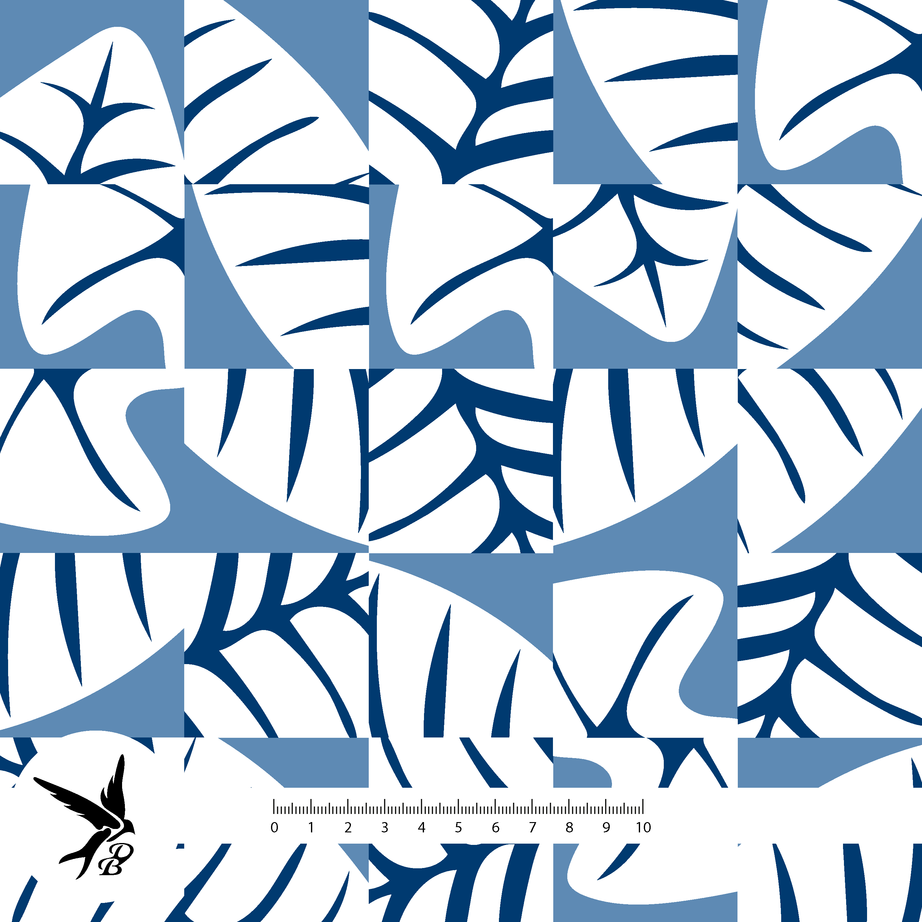Bio Fabric - Leo Patch Abstract Blue by Daniela Bonn in blue