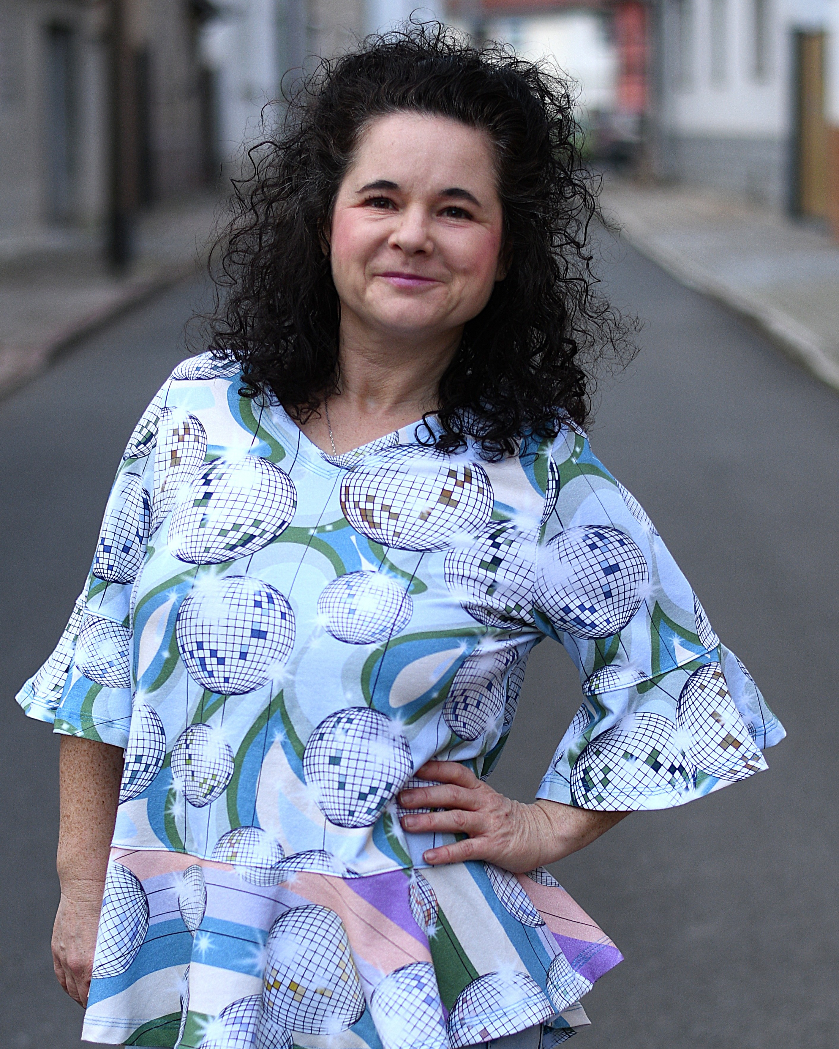 Bio Fabric - Groovy Party Discoballs Pale Plum 