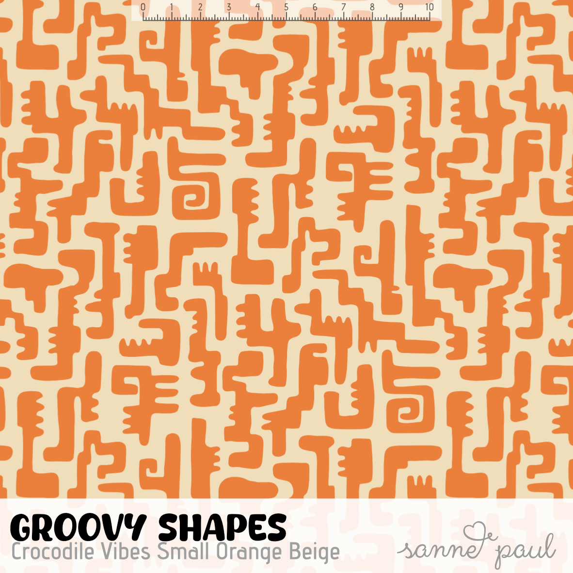 Bio Stoff - Groovy Shapes Crocodile Vibes Small orange, beige 