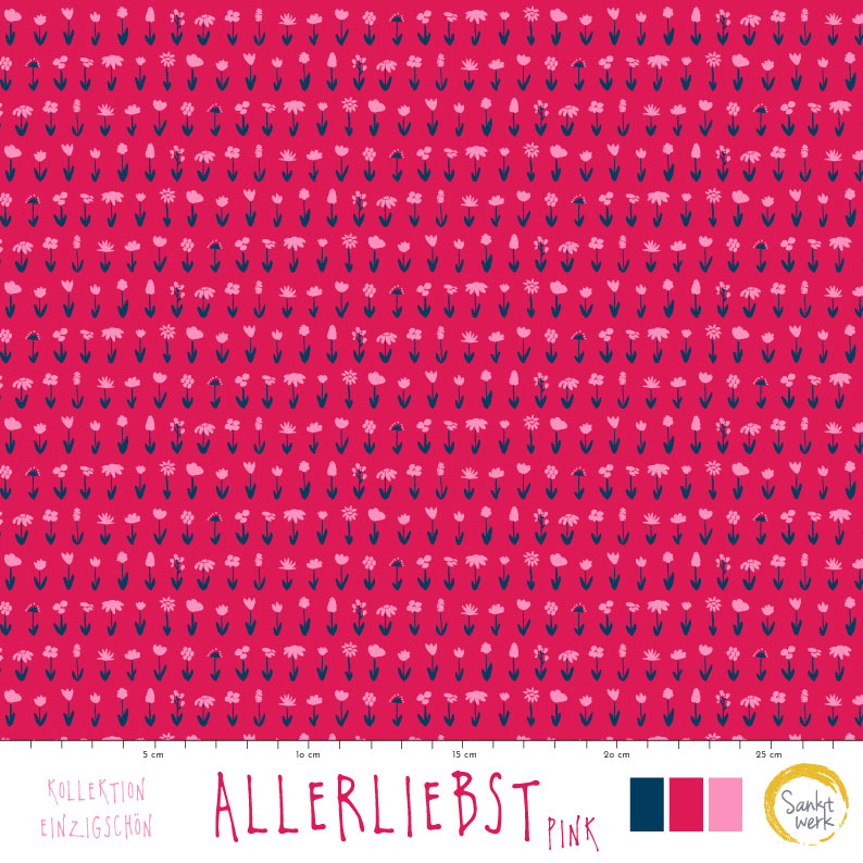 Bio Summersweat Stoff  - Allerliebst Pink - Sanktwerk, pink Floral & Blumen Breite 150 cm